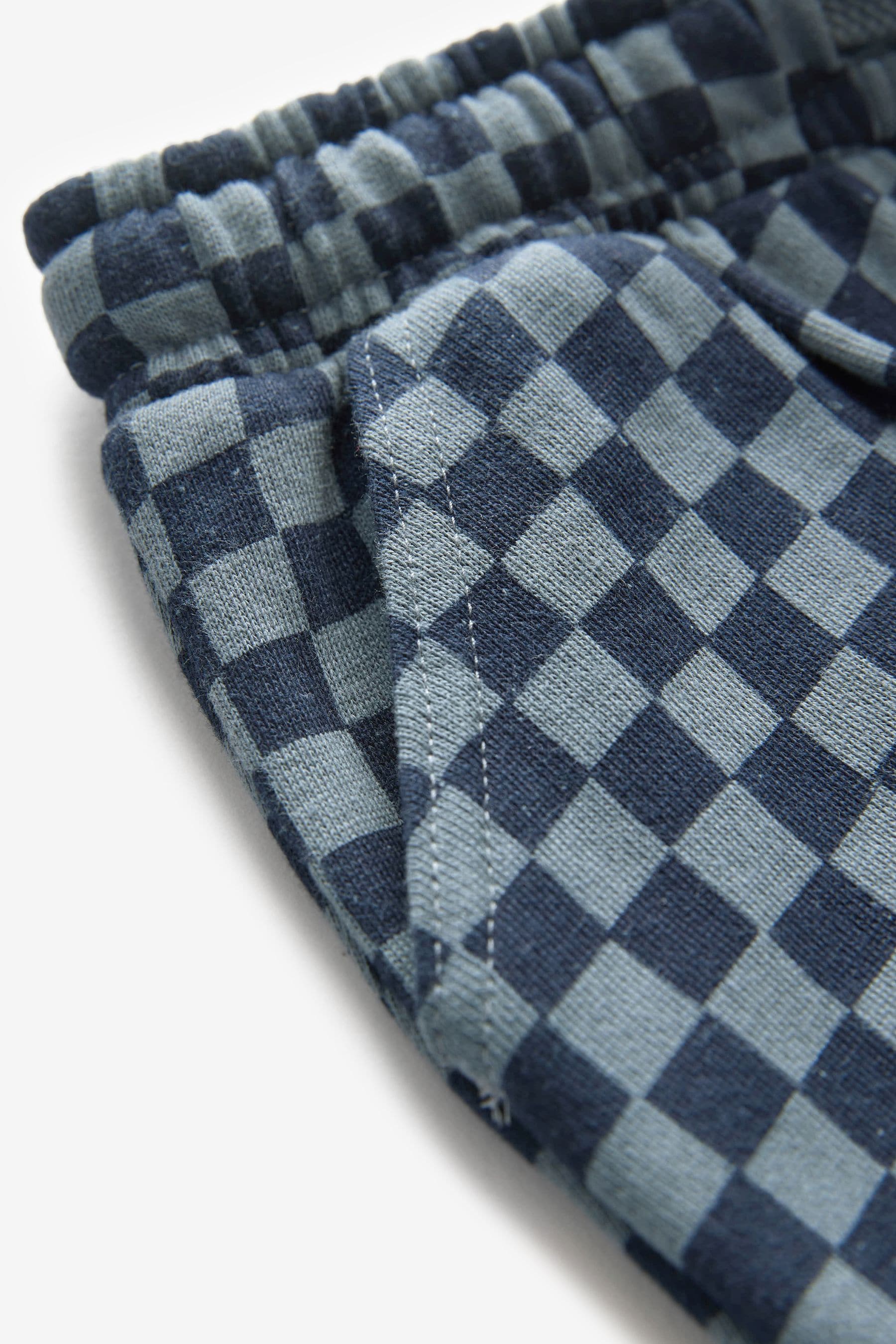 Navy Blue Checkerboard 100% Cotton Patterned Jersey Joggers (3mths-7yrs)