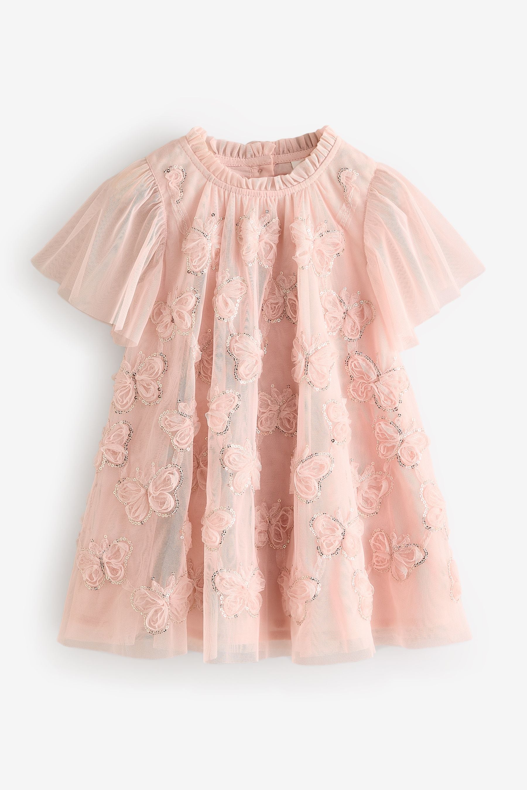 Pink Mesh Sequin Butterfly Dress (3mths-7yrs)