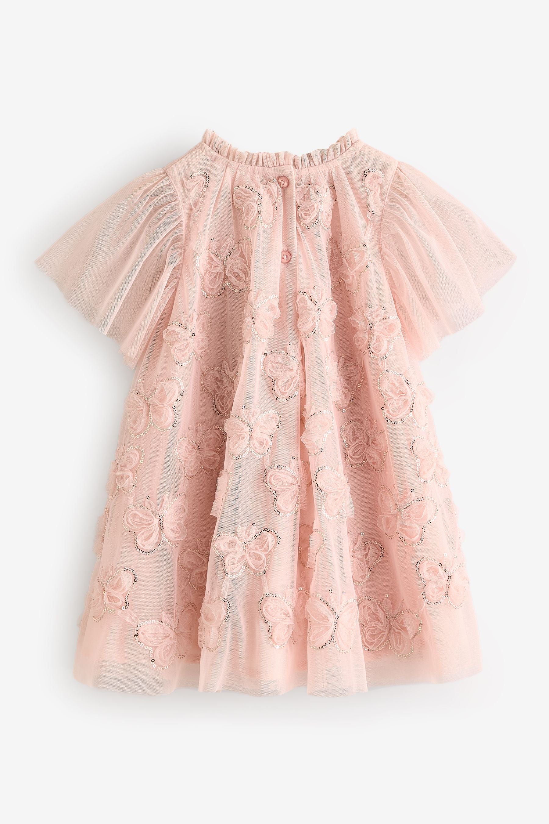 Pink Mesh Sequin Butterfly Dress (3mths-7yrs)