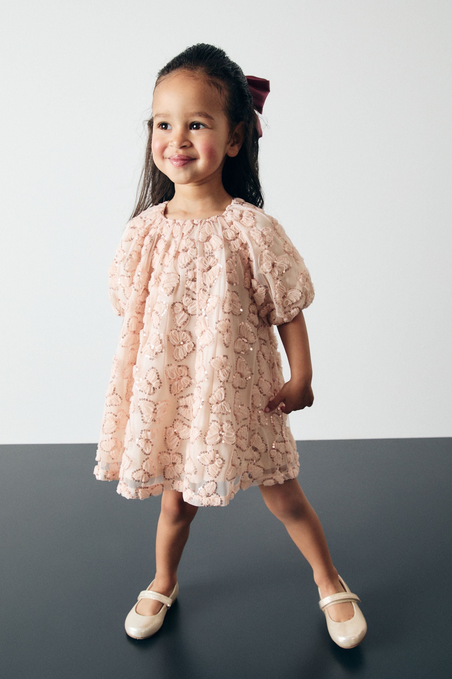 Pink Mesh Sequin Butterfly Dress (3mths-7yrs)