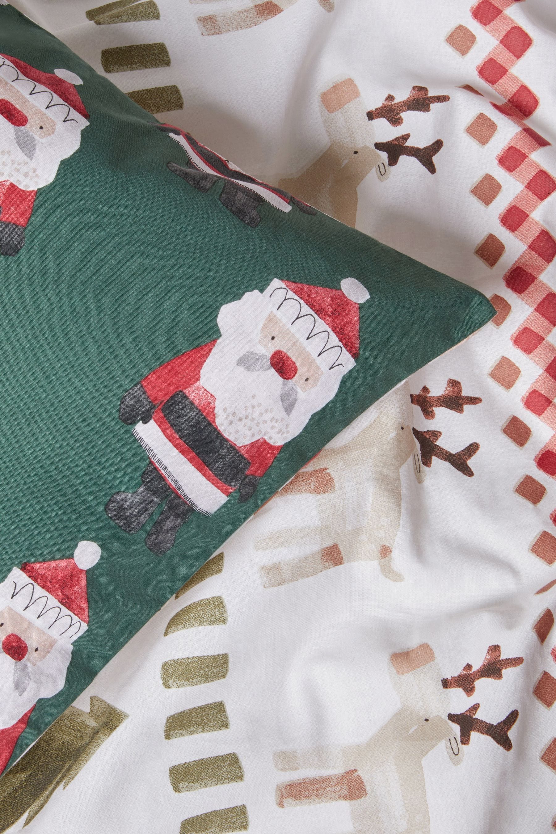 Santa & Rudolph Fairisle Christmas Duvet Cover and Pillowcase Set