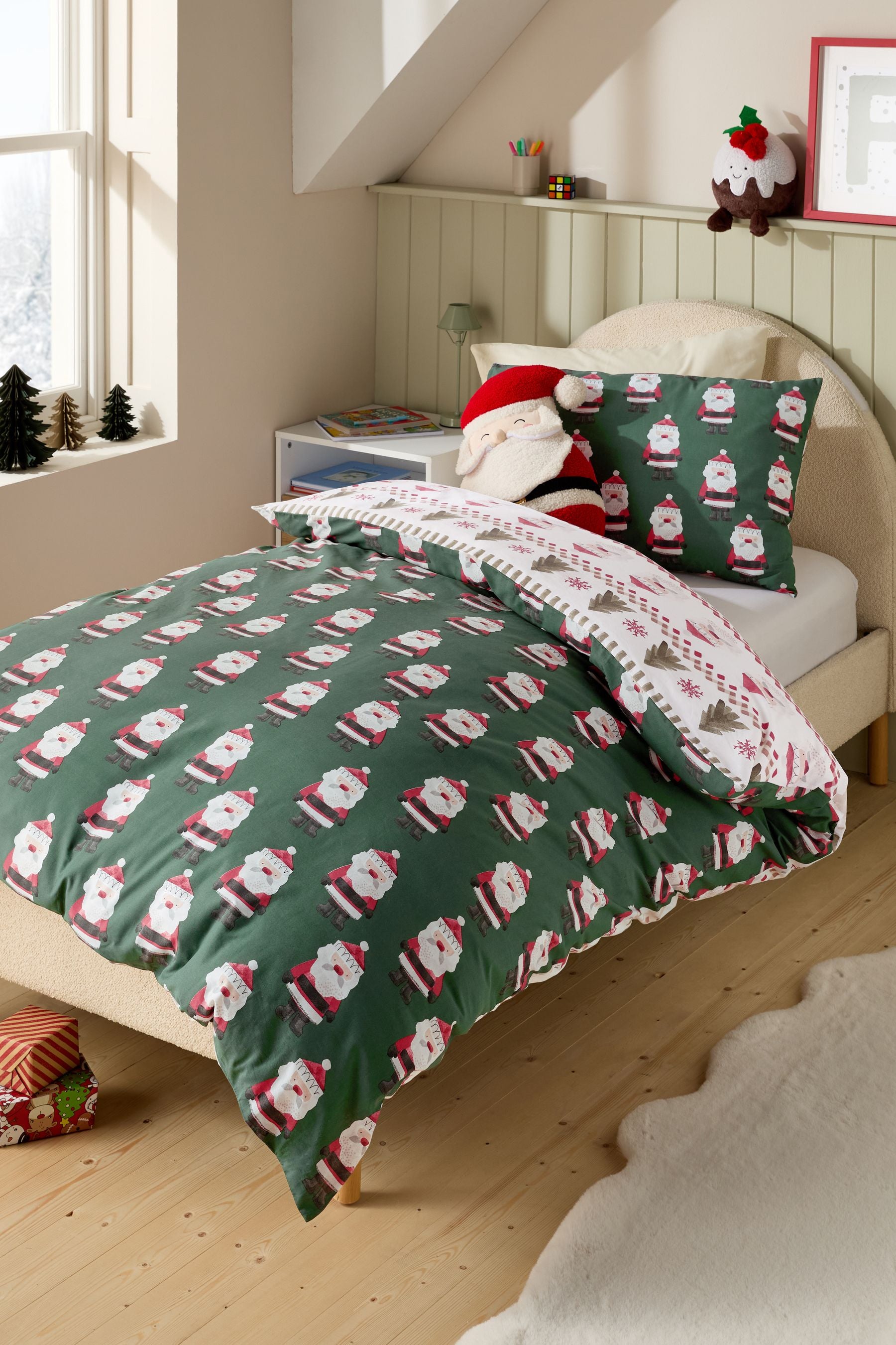 Santa & Rudolph Fairisle Christmas Duvet Cover and Pillowcase Set