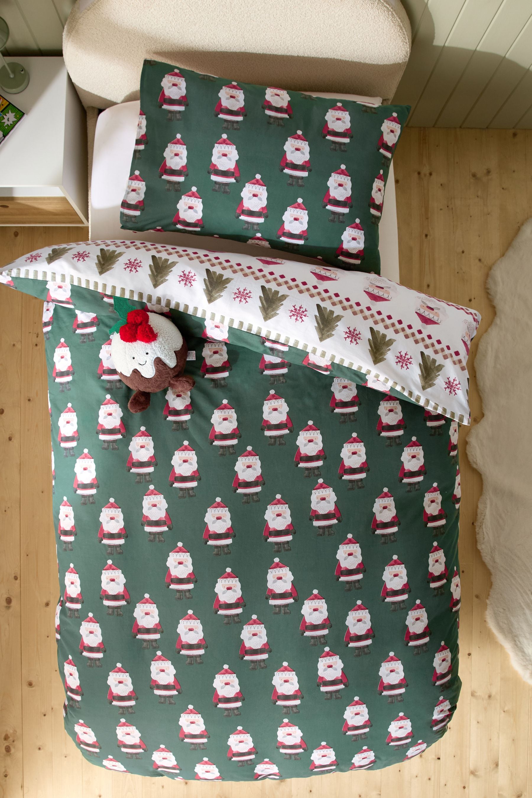 Santa & Rudolph Fairisle Christmas Duvet Cover and Pillowcase Set