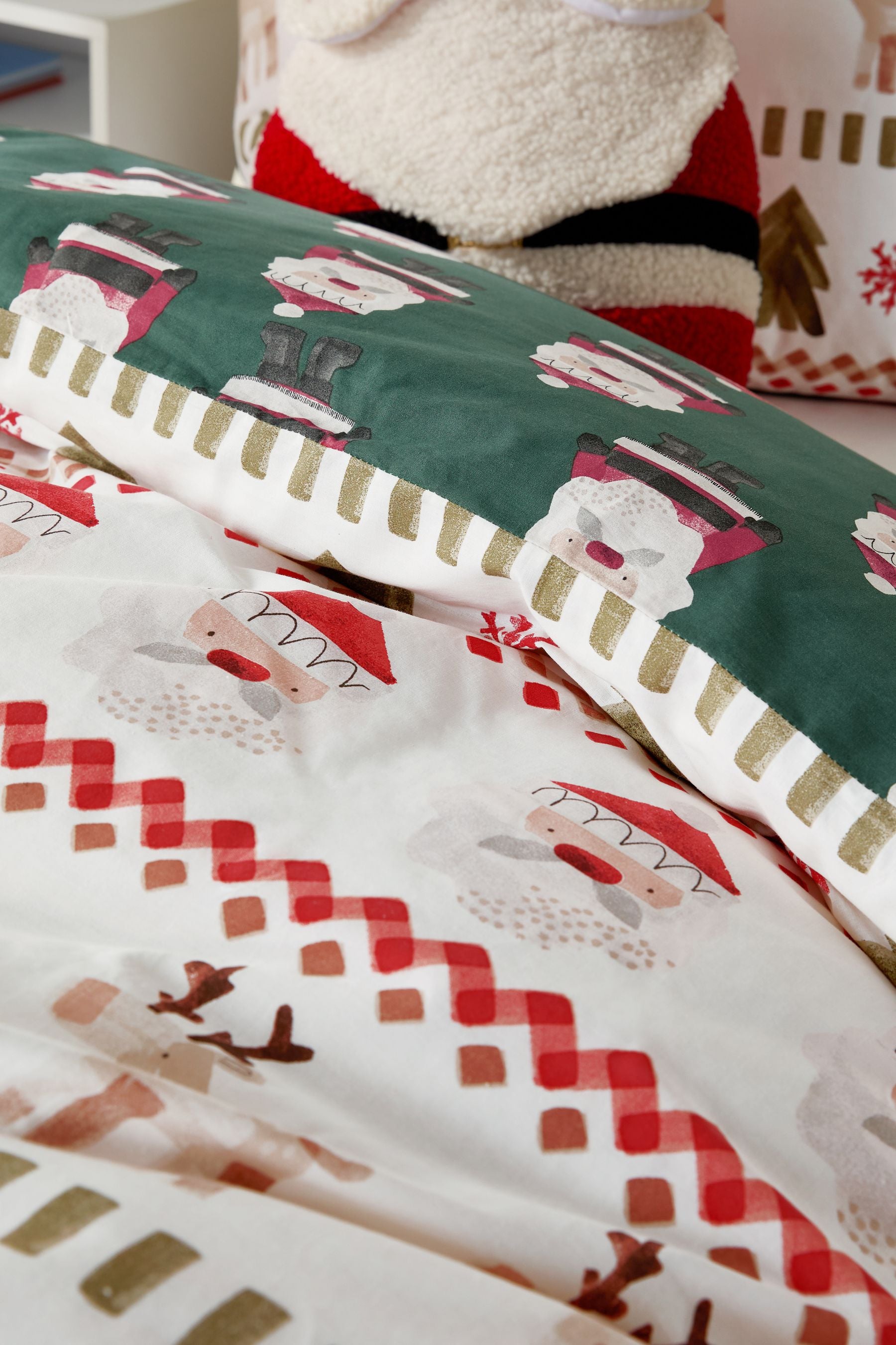 Santa & Rudolph Fairisle Christmas Duvet Cover and Pillowcase Set