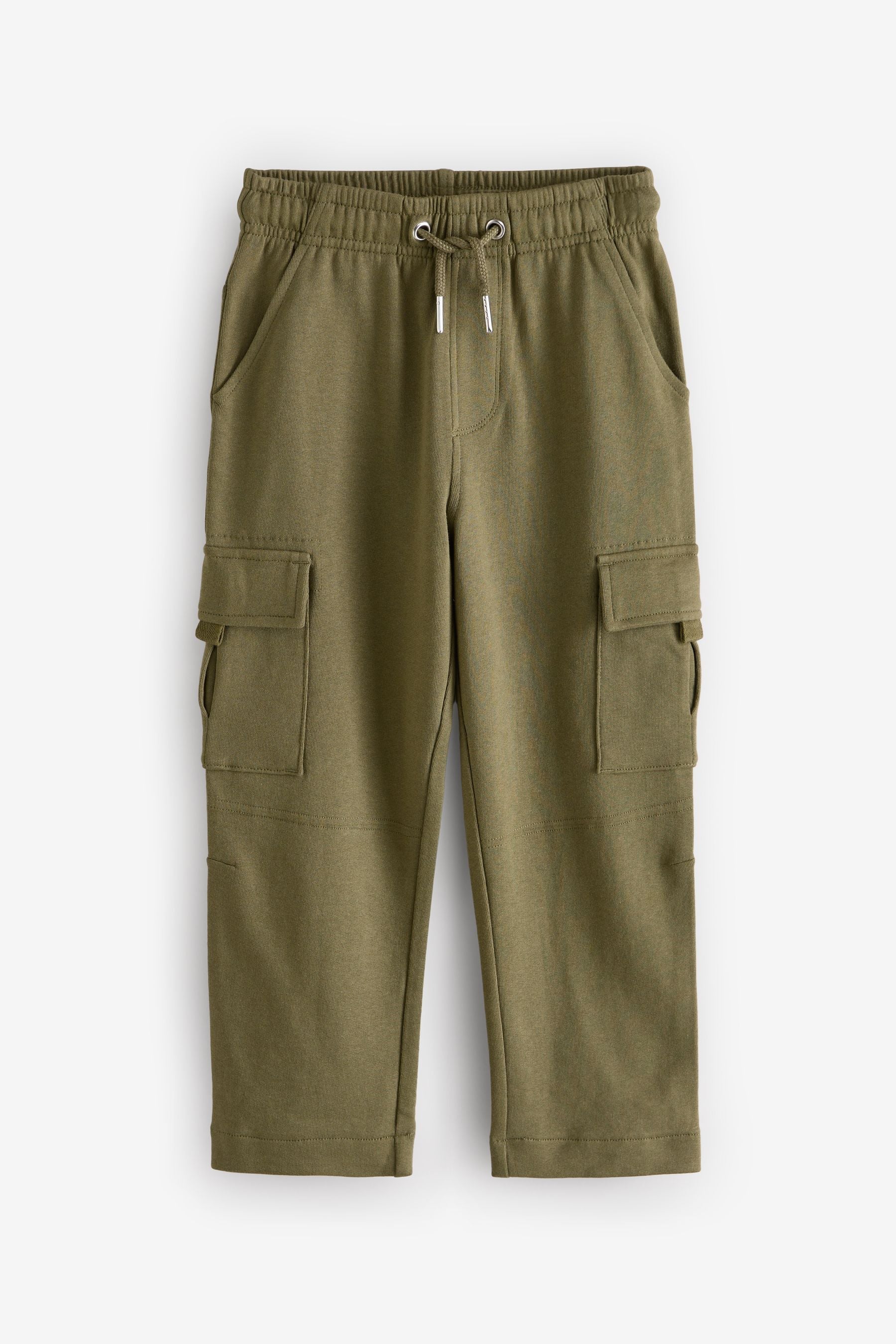 Khaki Green 100% Cotton Cargo Pocket Joggers (3-16yrs)