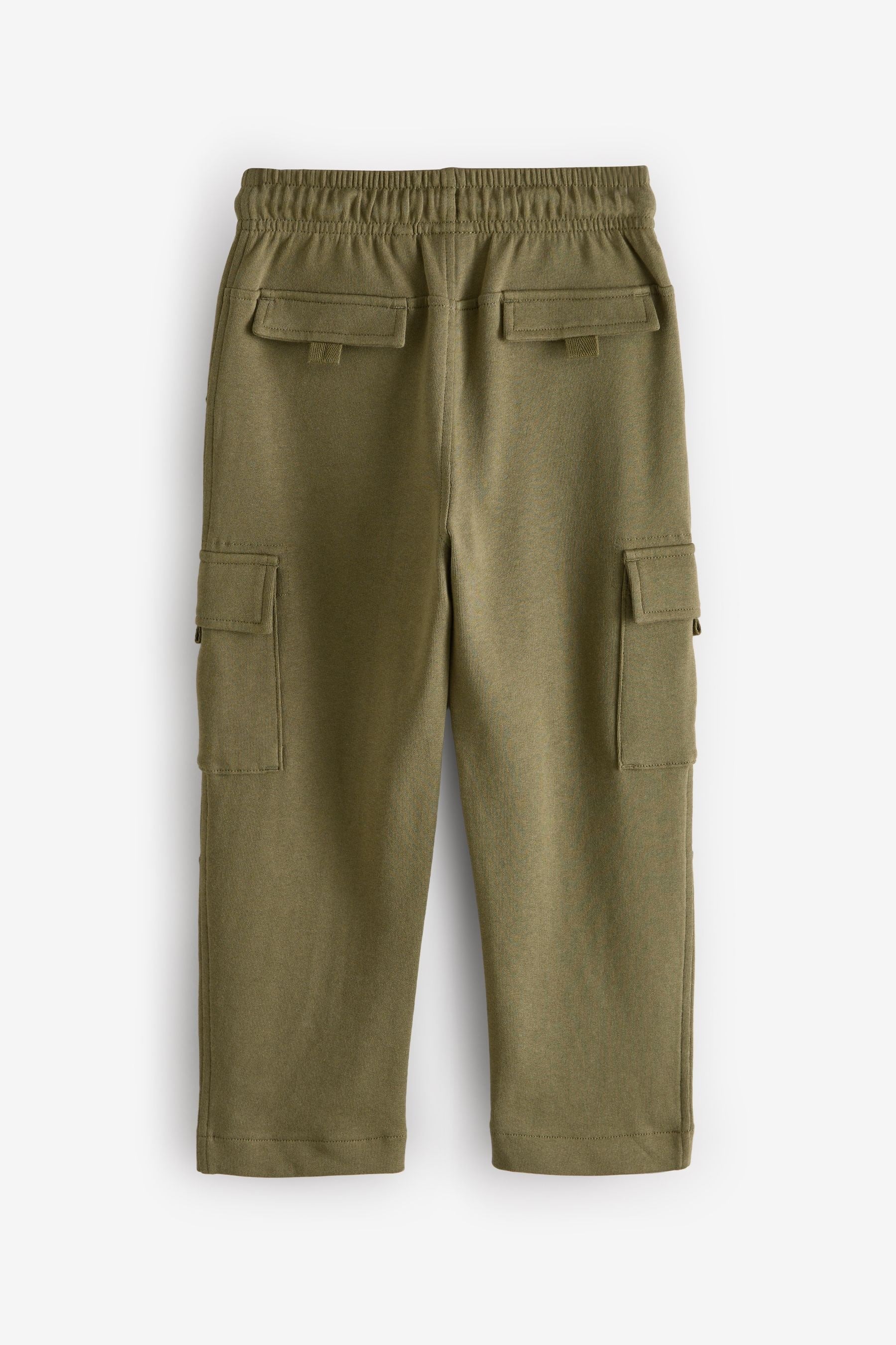 Khaki Green 100% Cotton Cargo Pocket Joggers (3-16yrs)