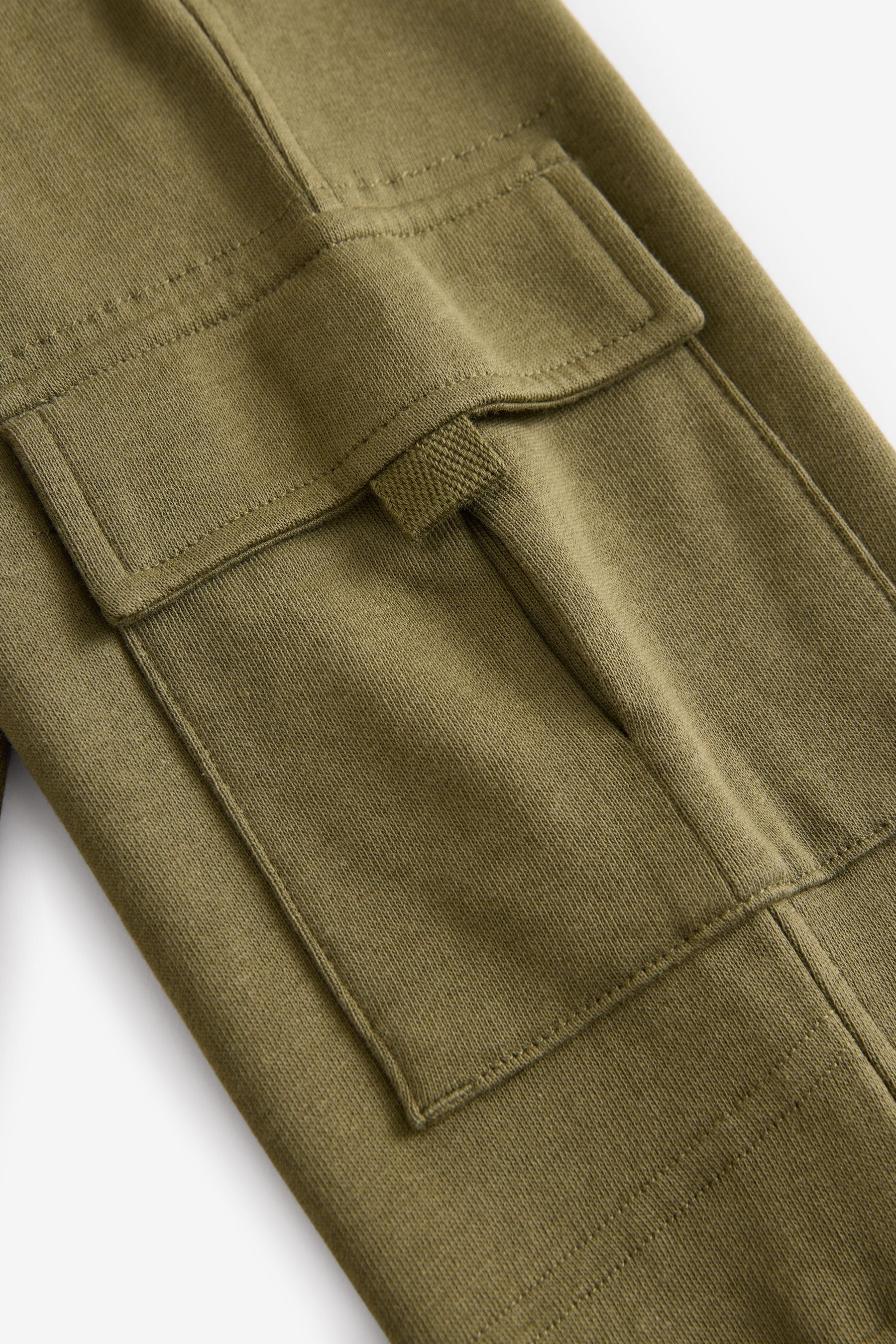 Khaki Green 100% Cotton Cargo Pocket Joggers (3-16yrs)