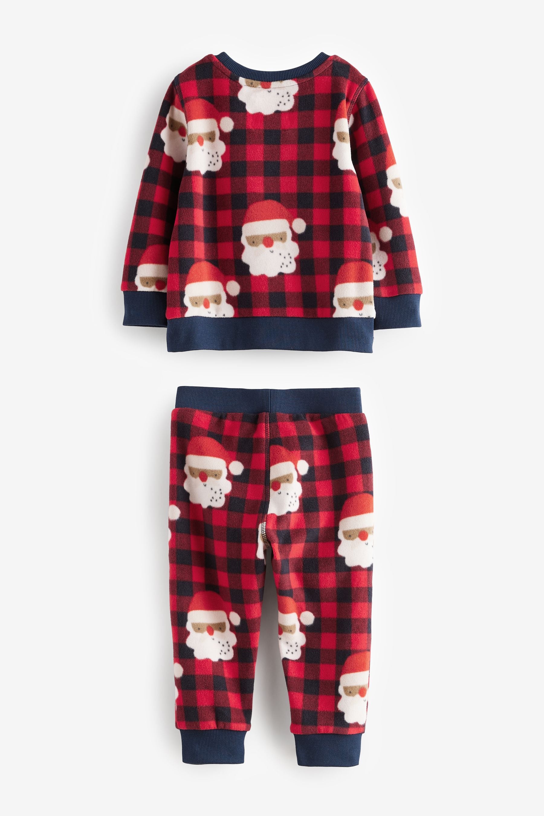 Red Check Santa Single Soft Touch Fleece Pyjamas with Elastane (9mths-16yrs)