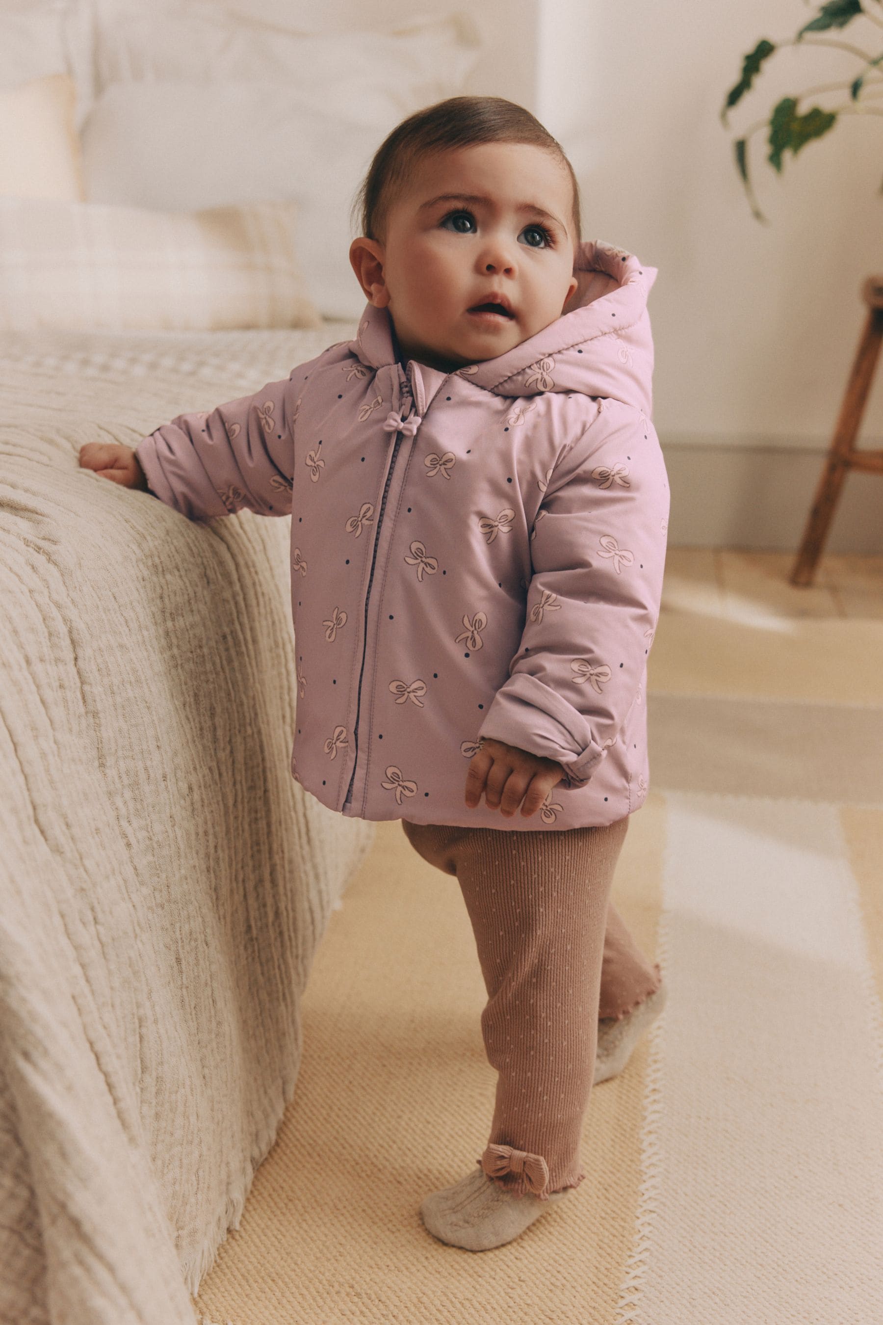 Mauve/Purple Baby Hooded Puffer Coat (0mths-2yrs)