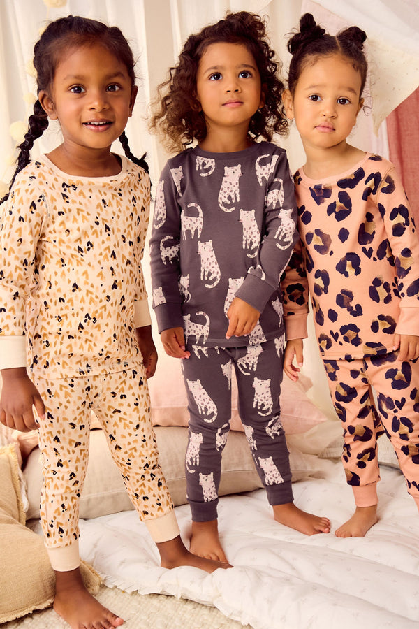 Neutral Animal 3 Pack 100% Cotton Printed Snuggle Pyjamas (9mths-12yrs)