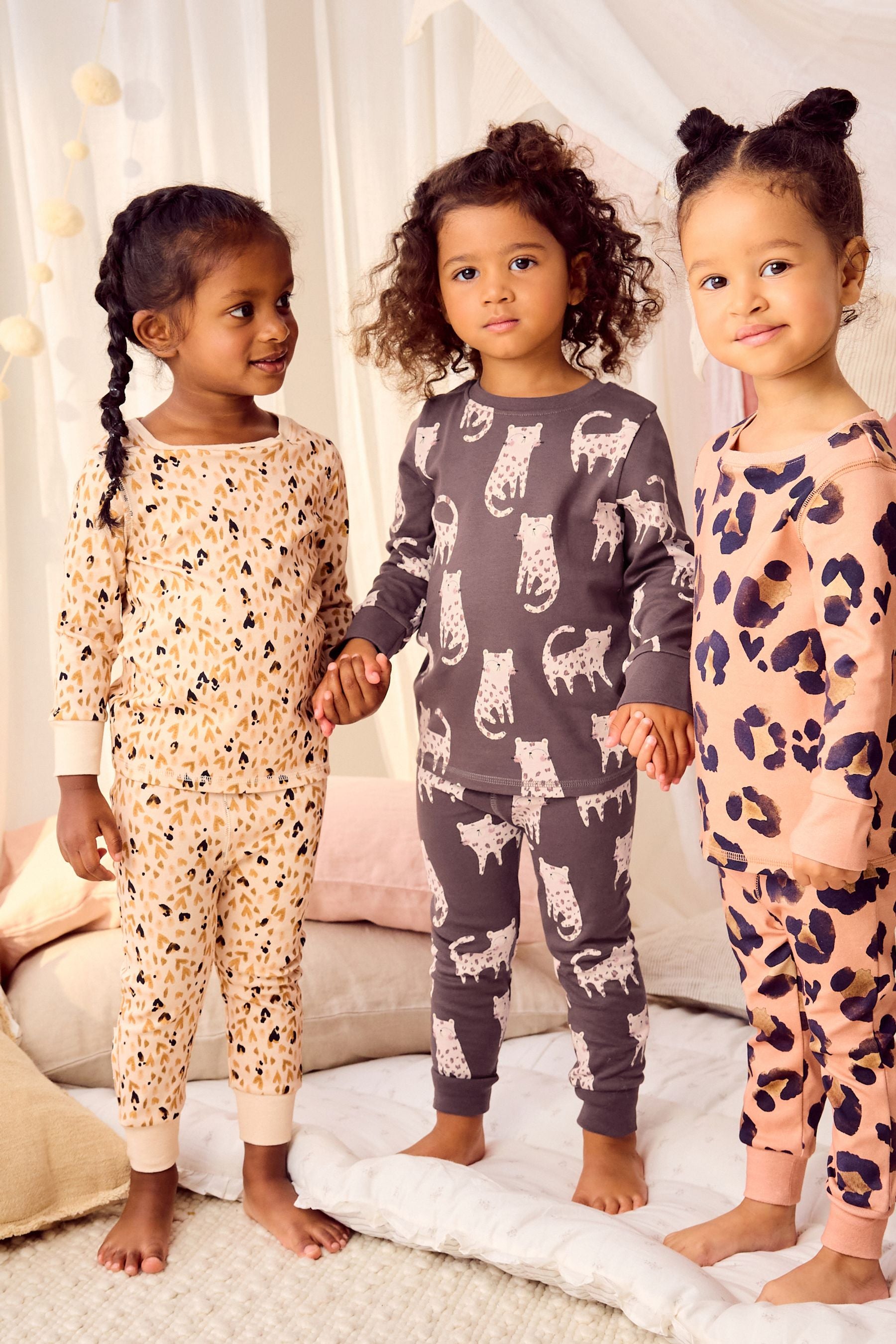 Neutral Animal 3 Pack 100% Cotton Printed Snuggle Pyjamas (9mths-12yrs)