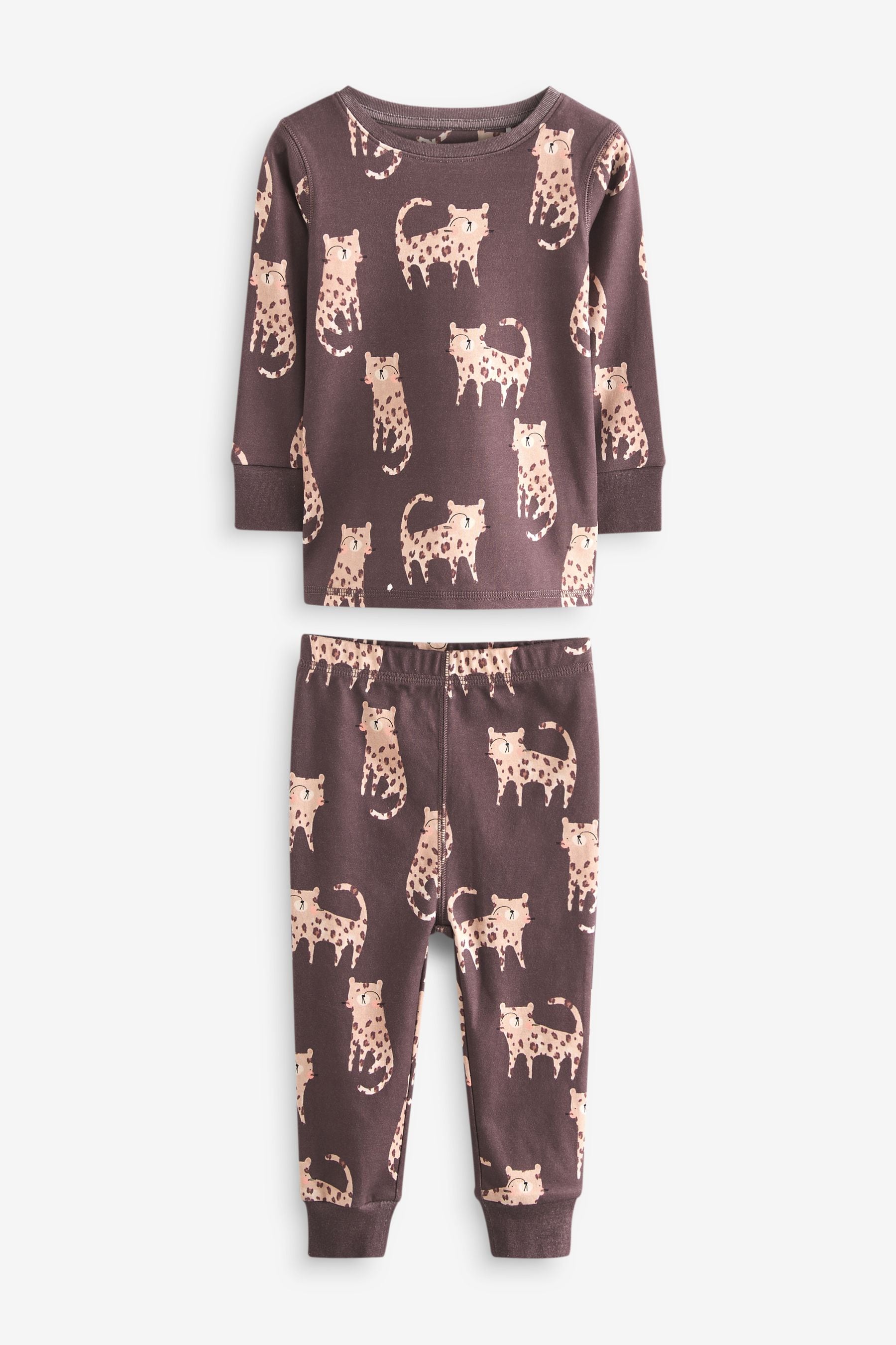 Neutral Animal 3 Pack 100% Cotton Printed Snuggle Pyjamas (9mths-12yrs)