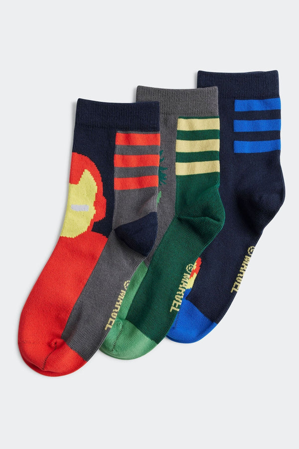 adidas White/Multi Little Kids Avengers Socks 3 Pack