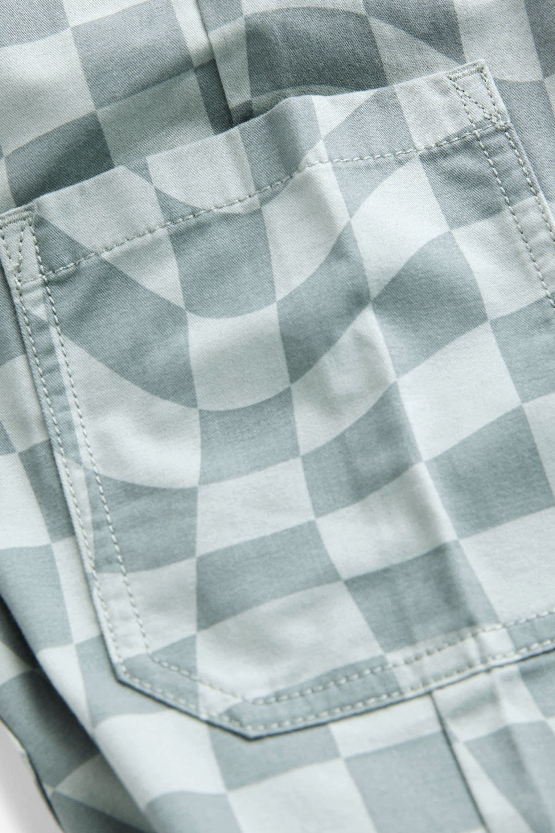 Blue Checkerboard 100% Cotton Side Pocket Pull-On Trousers (3mths-7yrs)