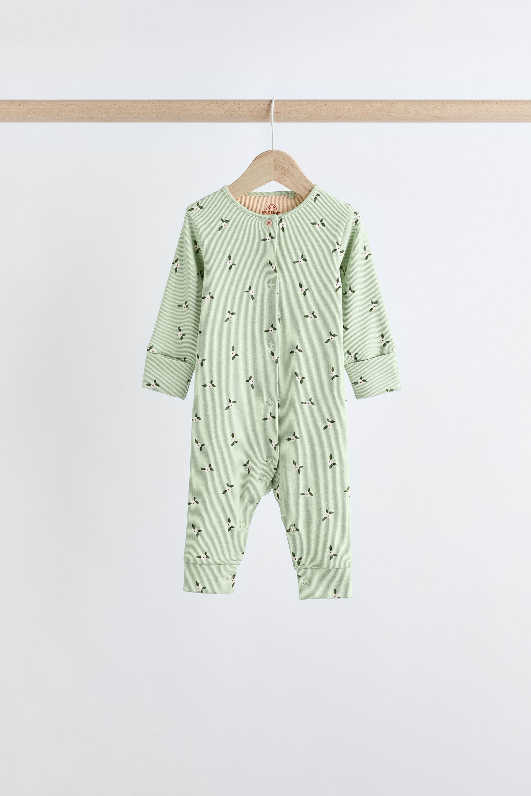 Green/Orange Floral 4 Pack Baby Footless Sleepsuits (0mths-3yrs)