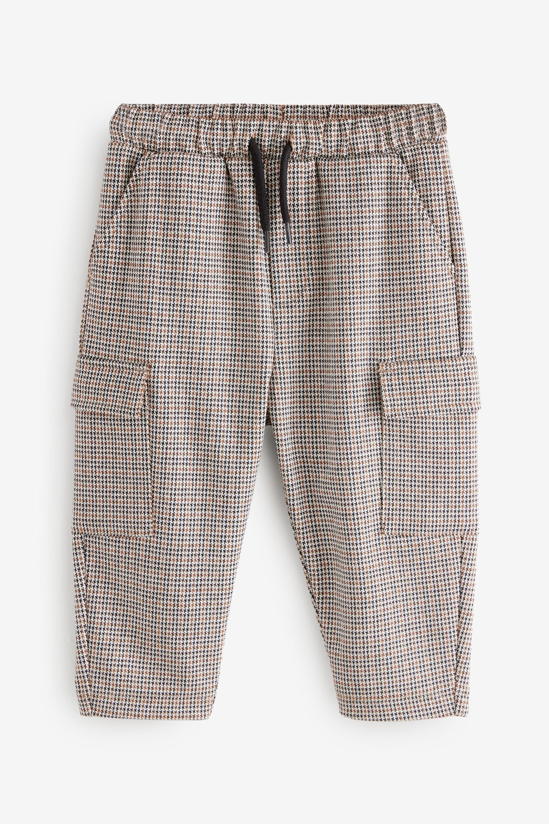 Brown Dogtooth Cargo Jersey Joggers (3mths-7yrs)