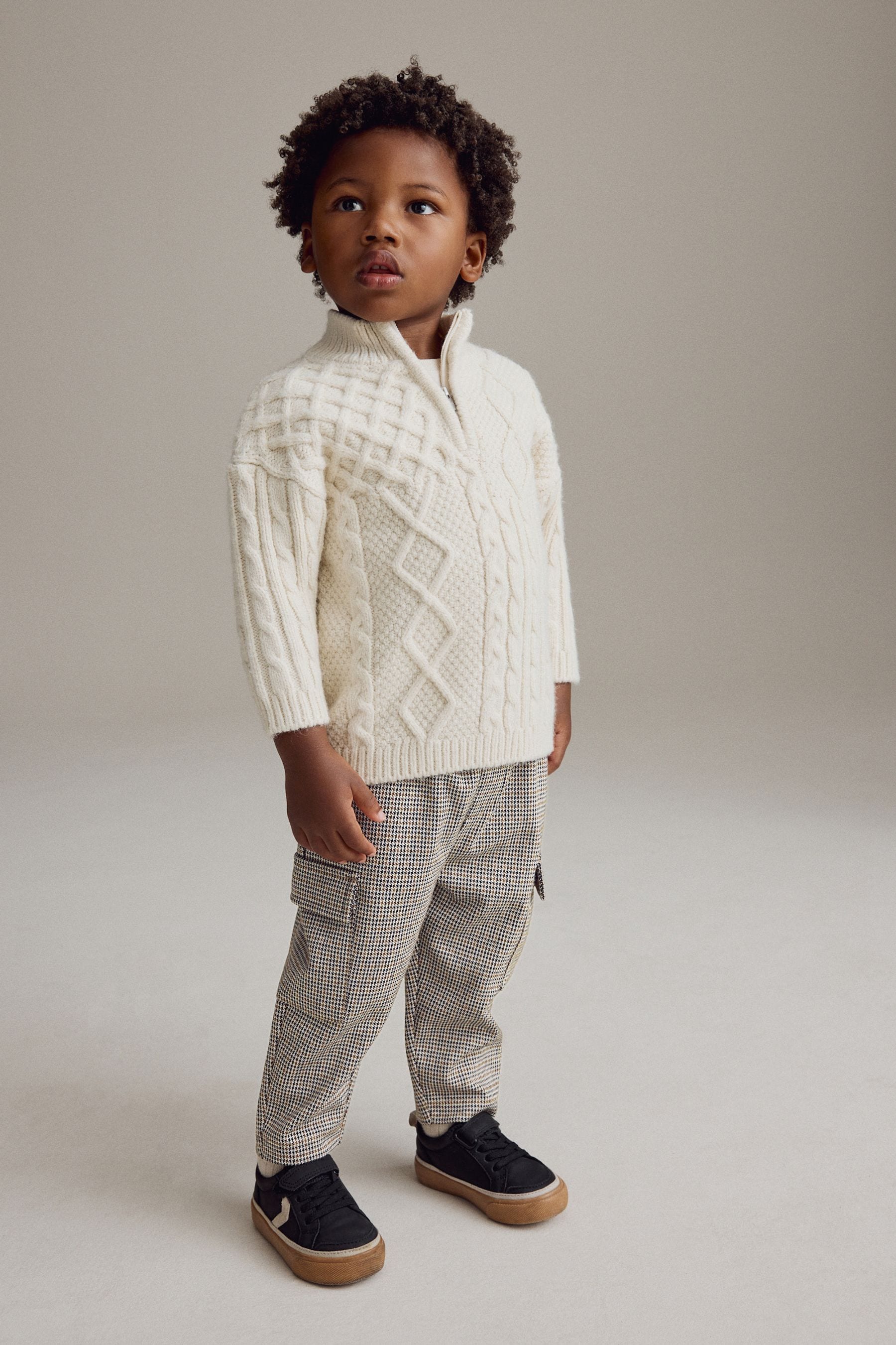 Brown Dogtooth Cargo Jersey Joggers (3mths-7yrs)