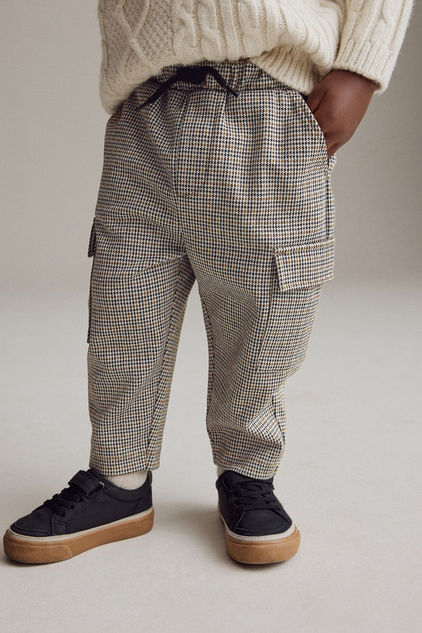 Brown Dogtooth Cargo Jersey Joggers (3mths-7yrs)