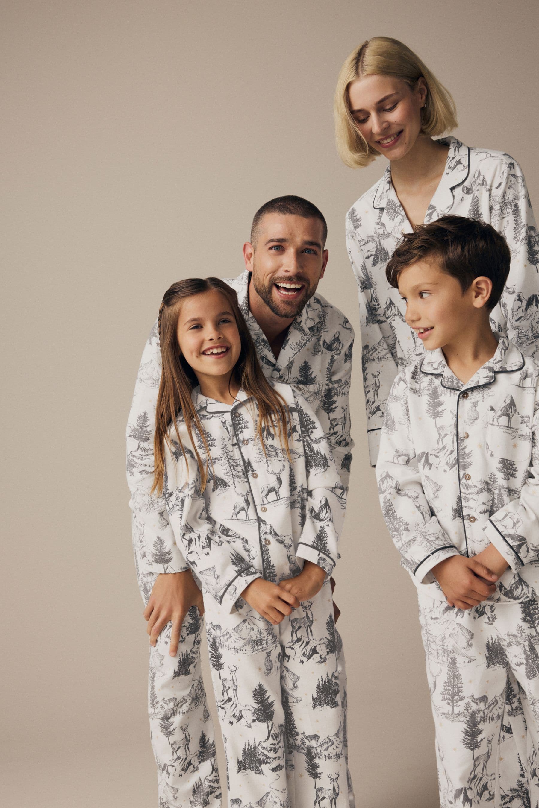 Grey Matching Family Kids Christmas Mountain Print Pyjamas (9mths-16yrs)