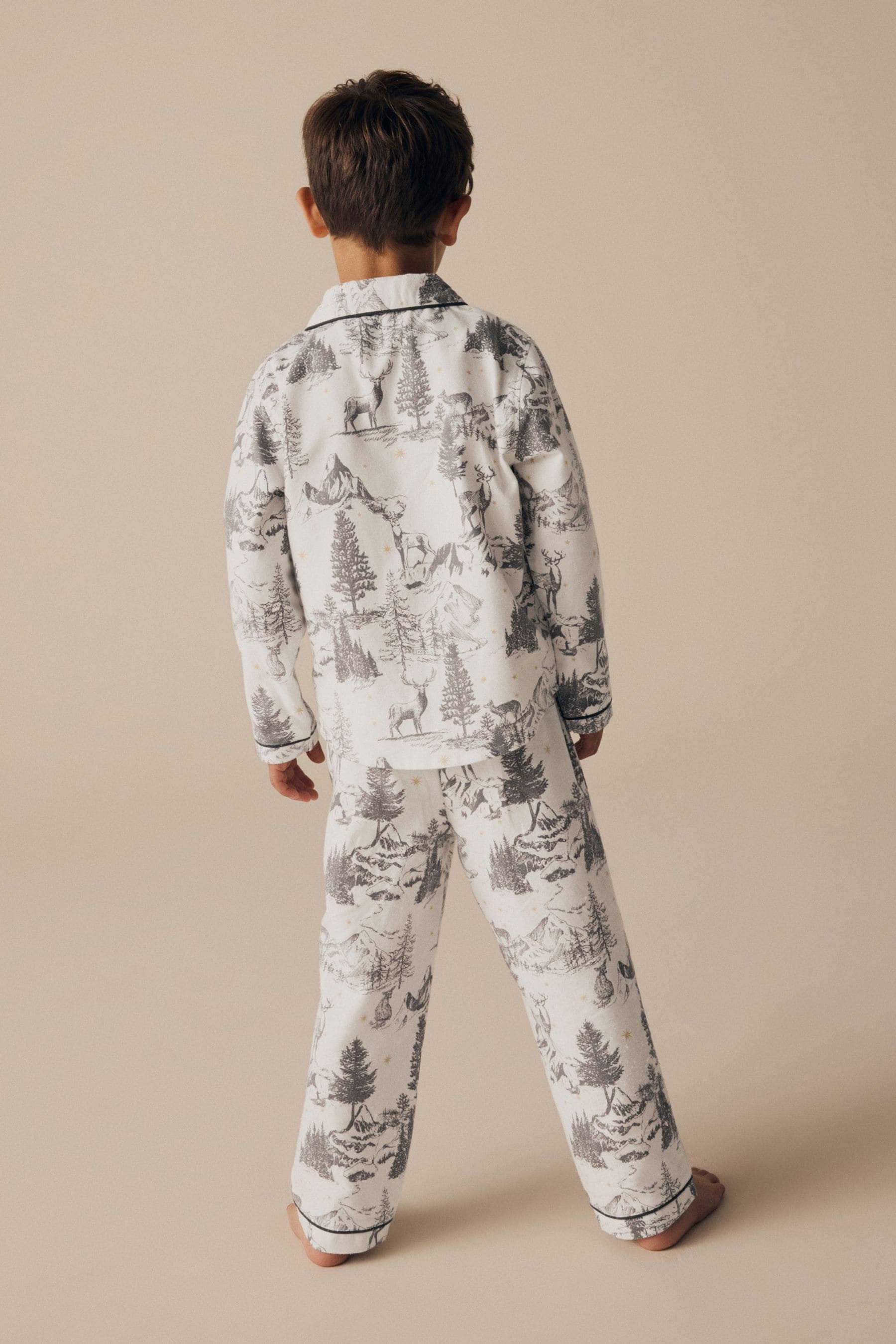 Grey Matching Family Kids Christmas Mountain Print Pyjamas (9mths-16yrs)