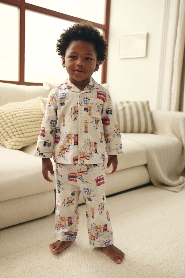 Greige London Single Button Through 100% Cotton Pyjamas (9mths-8yrs)