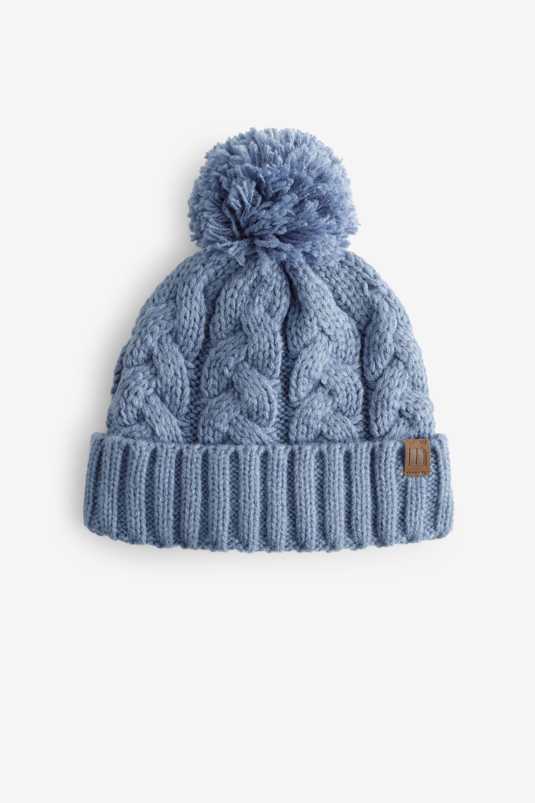 Mineral Blue Cable Knit Pom Hat (1-16yrs)