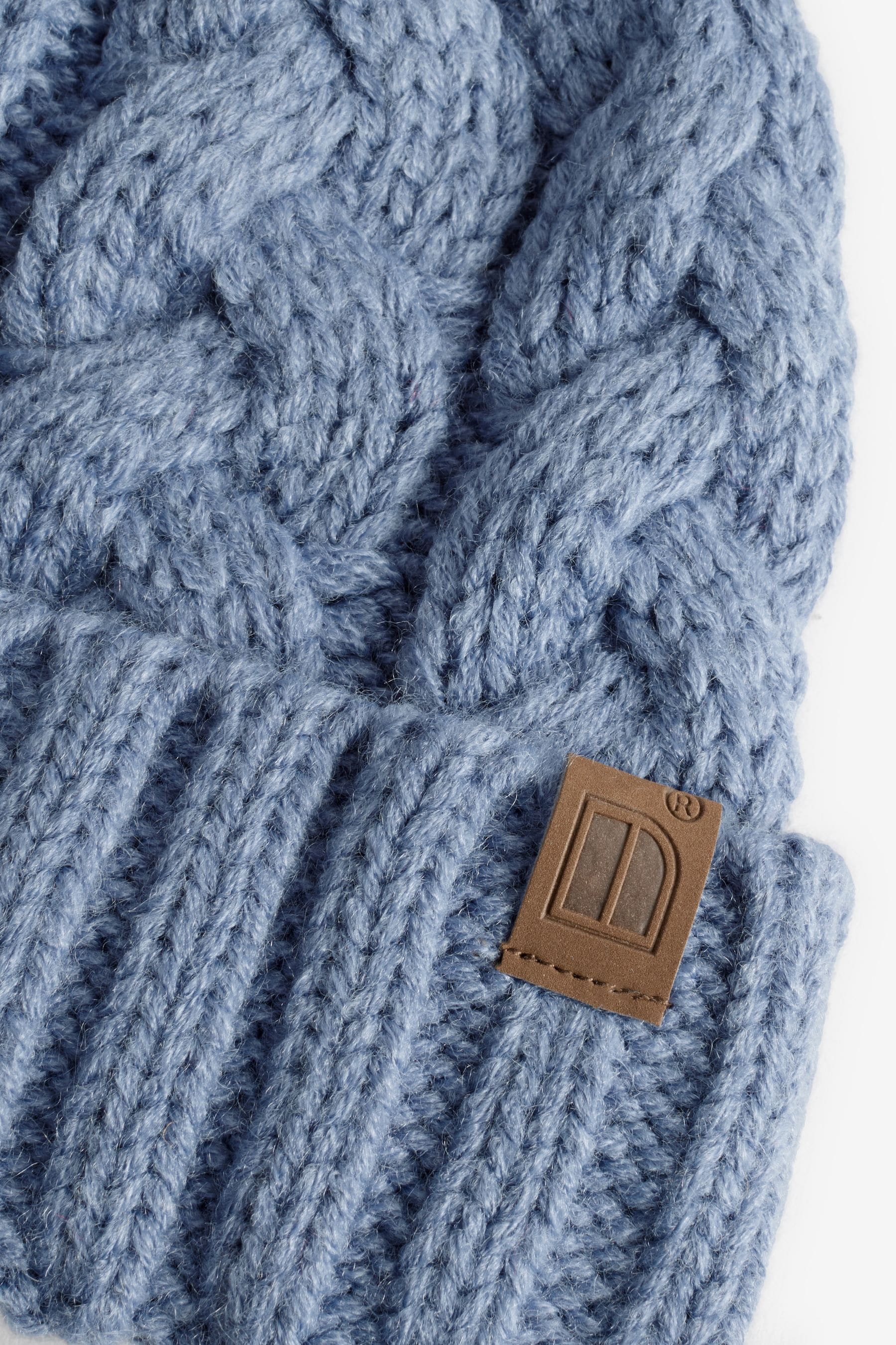 Mineral Blue Cable Knit Pom Hat (1-16yrs)