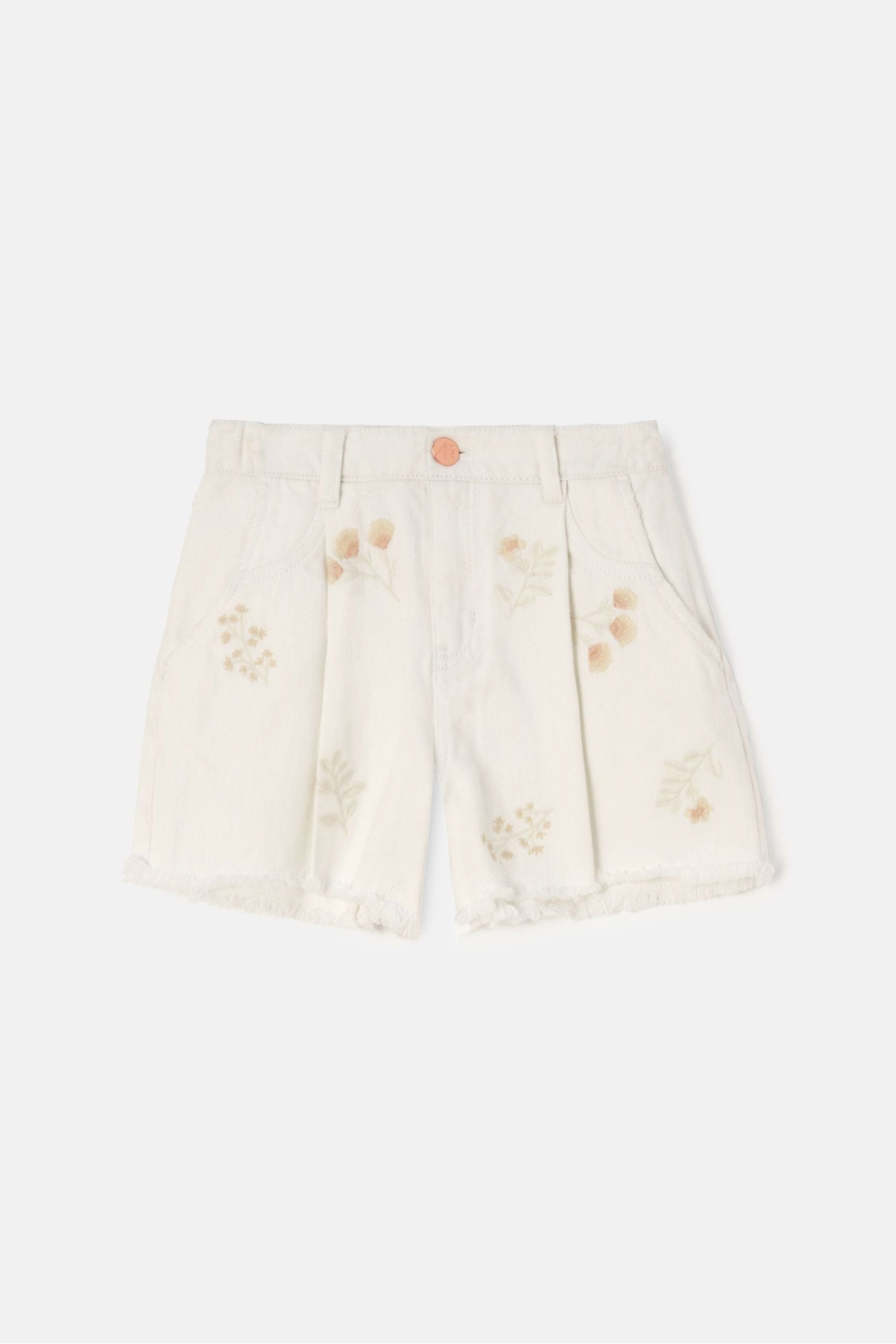 Cream Angel & Rocket Raya Embroidered Denim Shorts