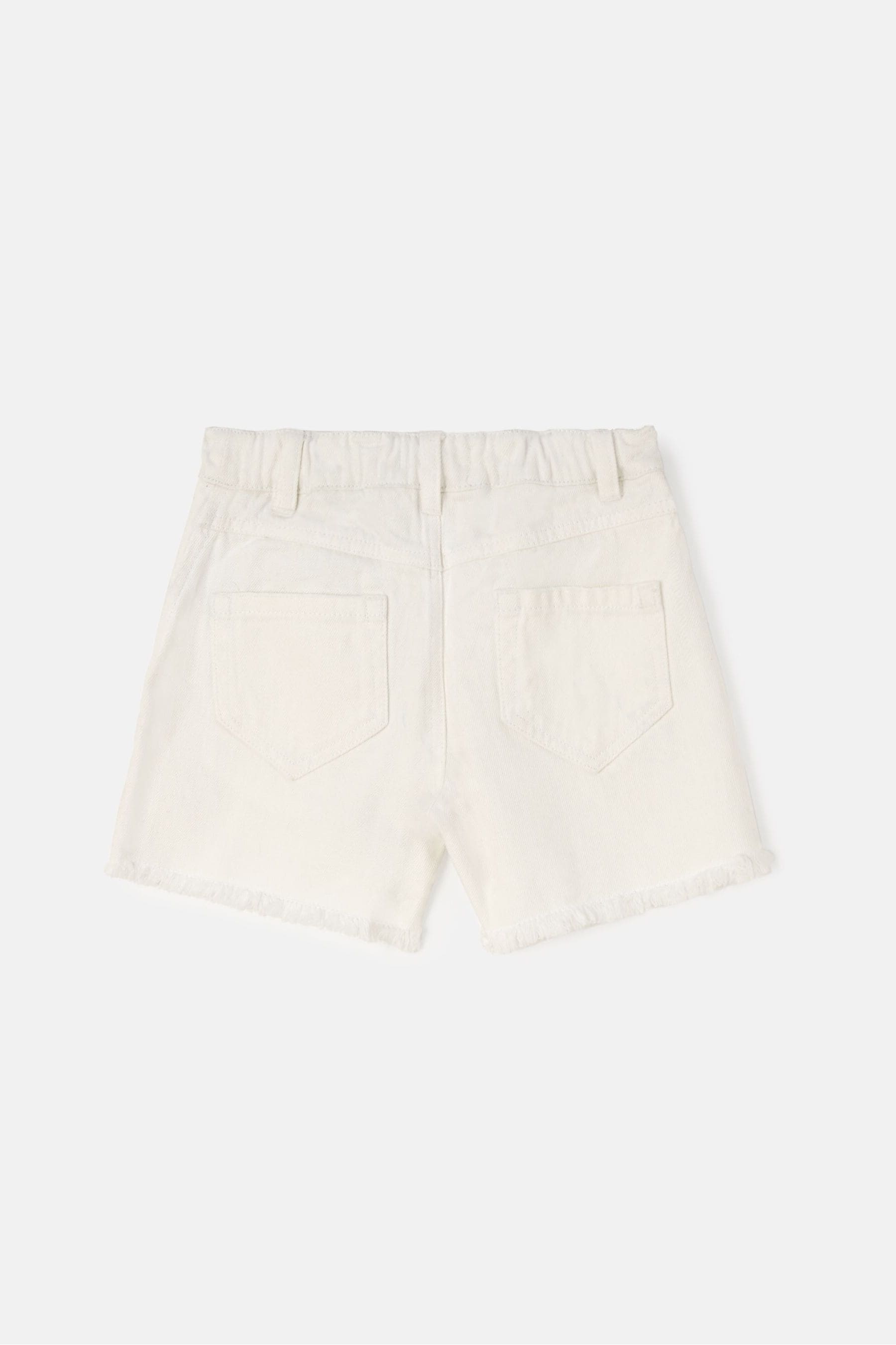 Angel & Rocket Cream Raya Embroidered Denim 100% Cotton Shorts