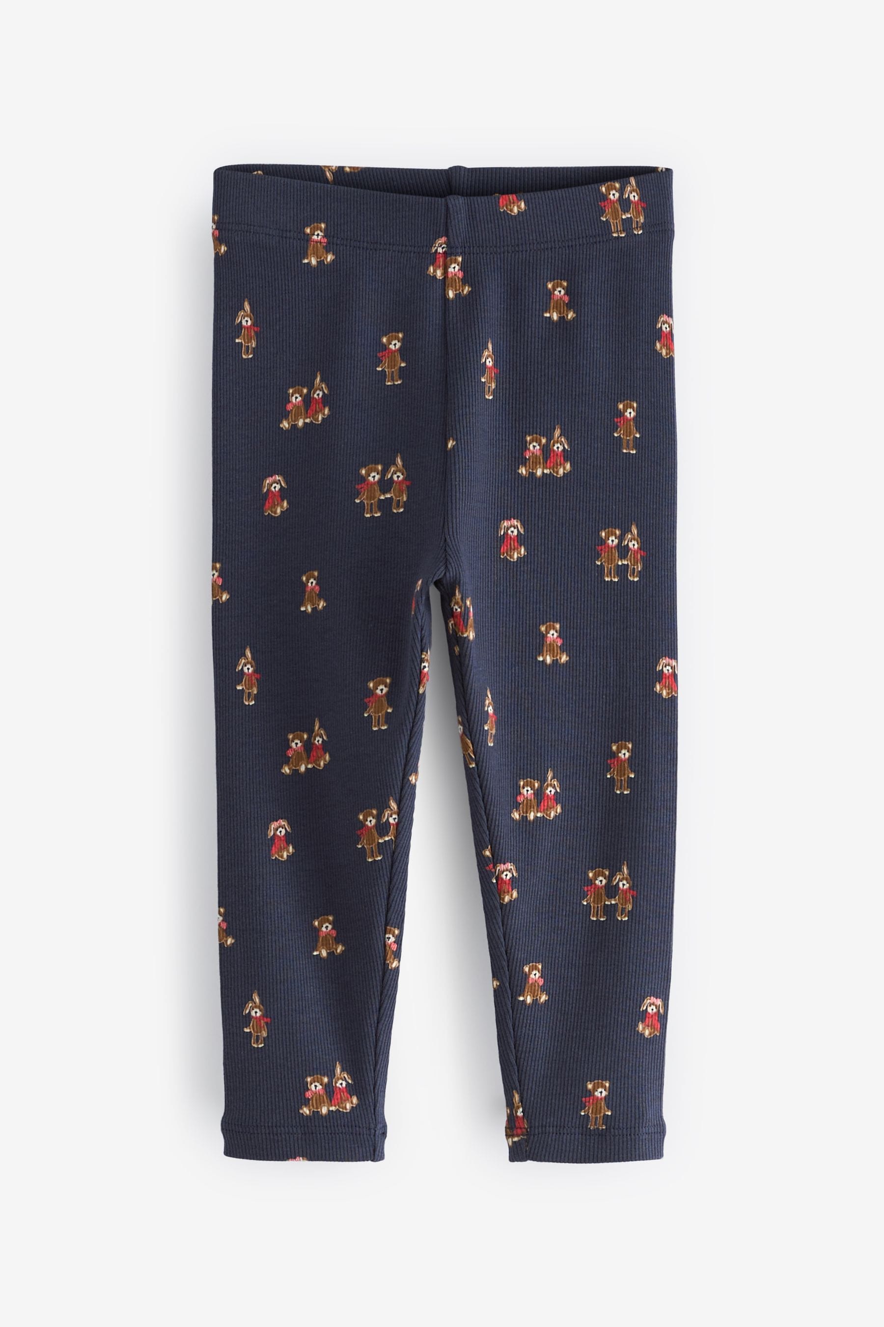 Navy Bunny Rib Jersey Leggings (3mths-7yrs)