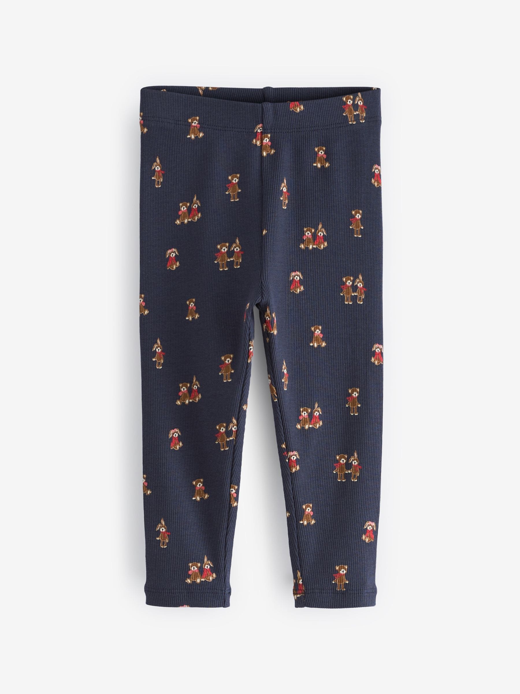 Navy Bunny Rib Jersey Leggings (3mths-7yrs)