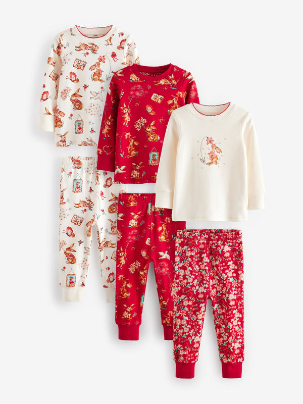 Red Mouse 3 Pack 100% Cotton Long Sleeve Snuggle Pyjamas (9mths-12yrs)