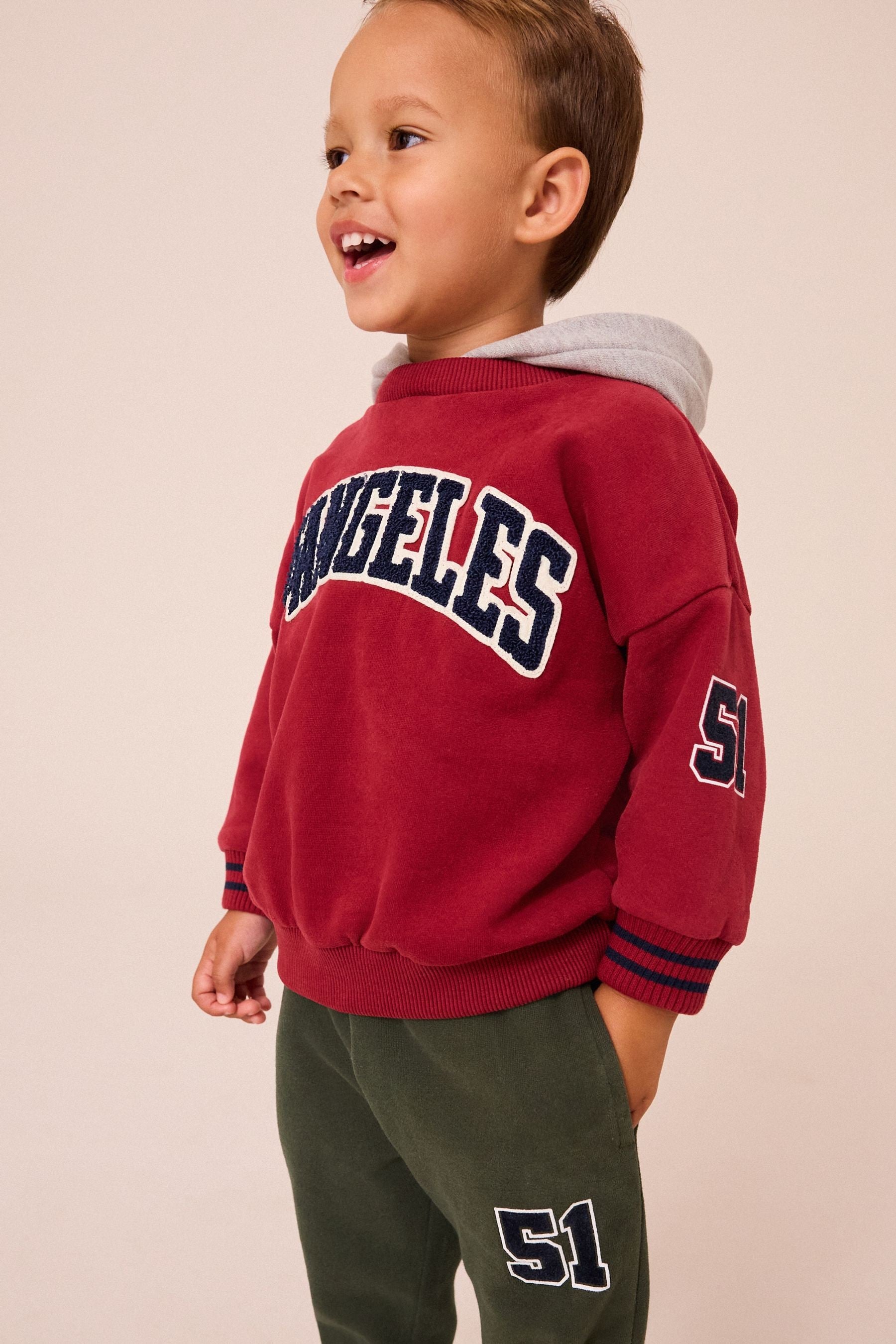 Burgundy Red Varsity Hoodie and Joggers Set (3mths-7yrs)