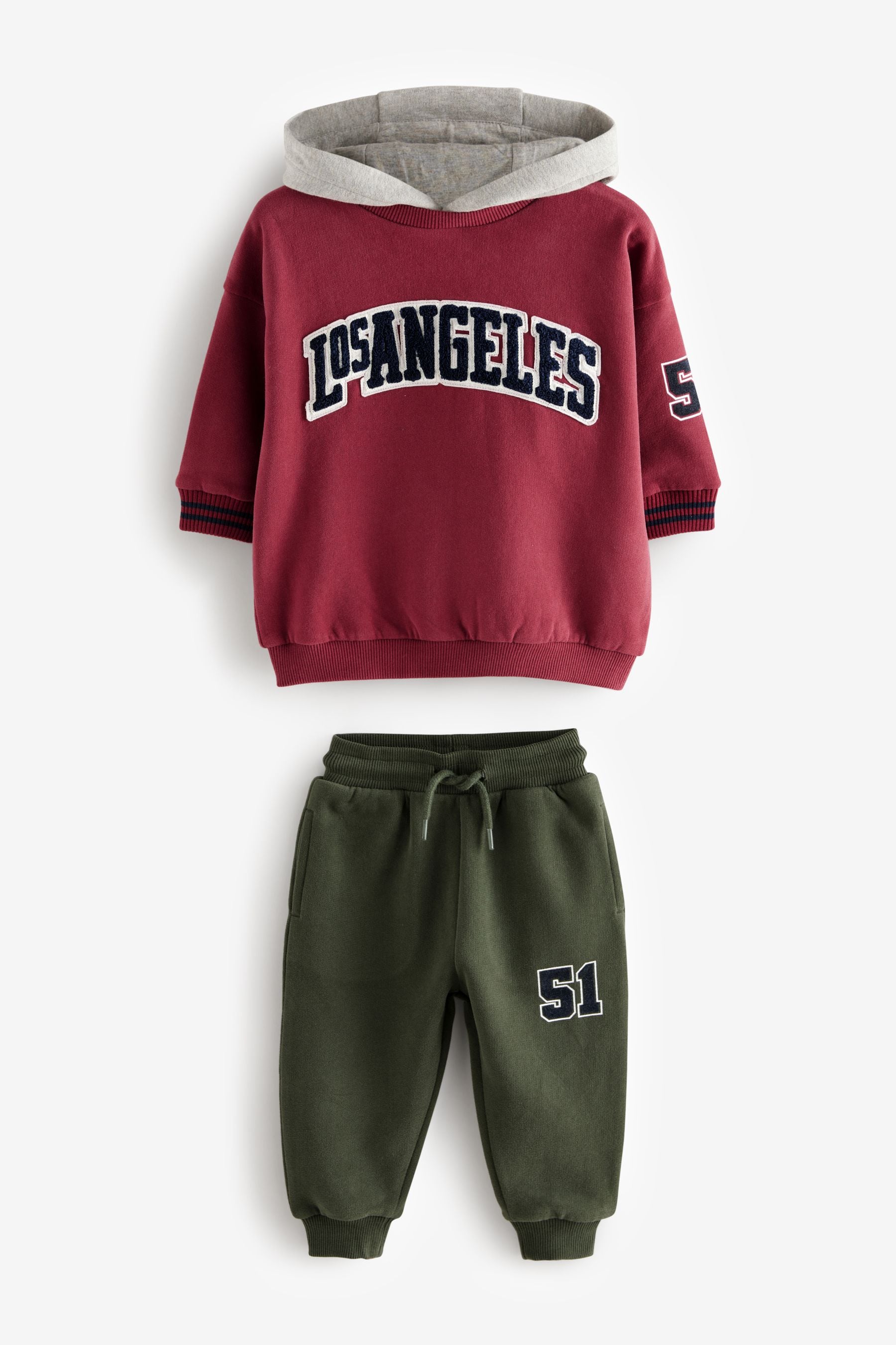 Burgundy Red Varsity Hoodie and Joggers Set (3mths-7yrs)