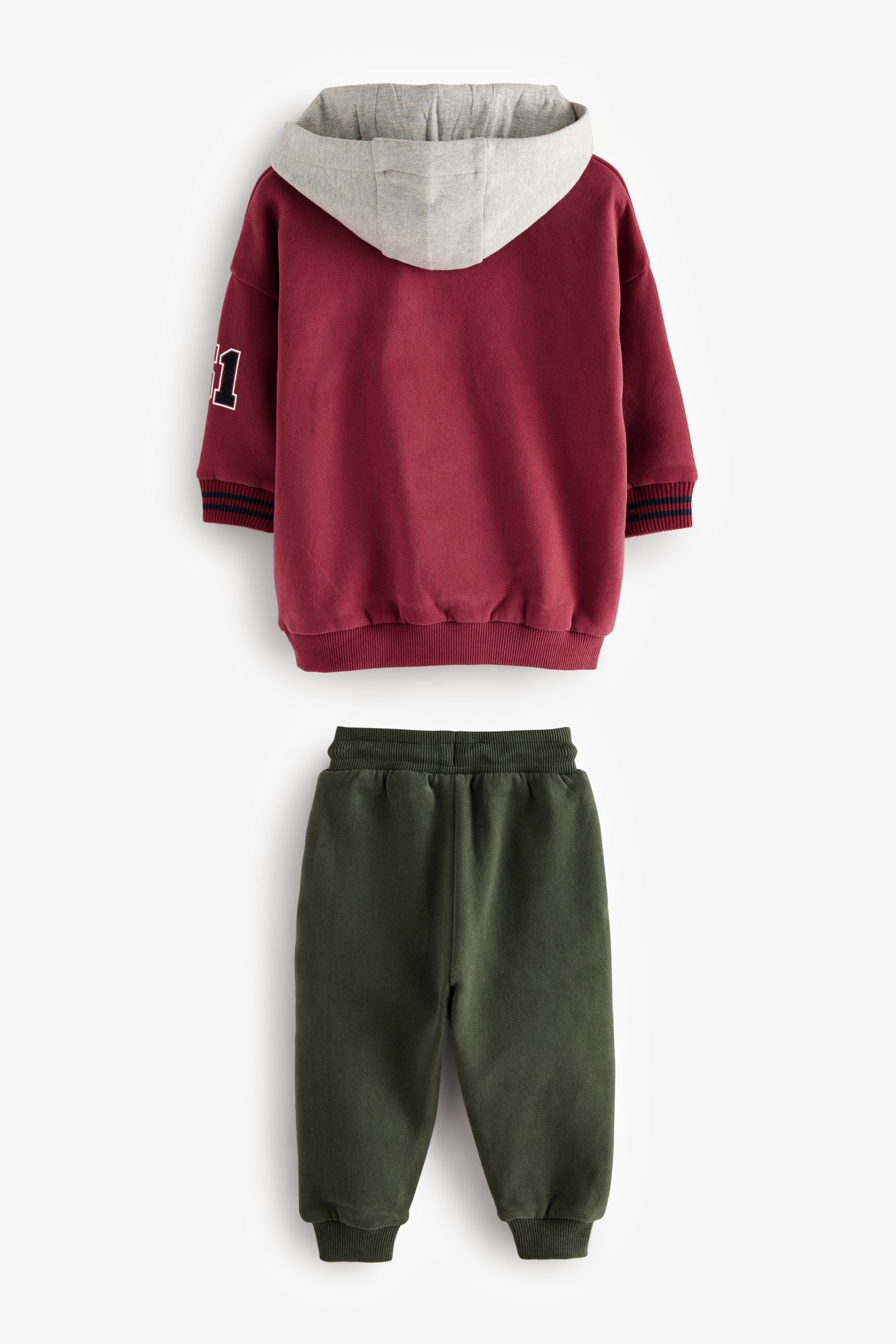 Burgundy Red Varsity Hoodie and Joggers Set (3mths-7yrs)