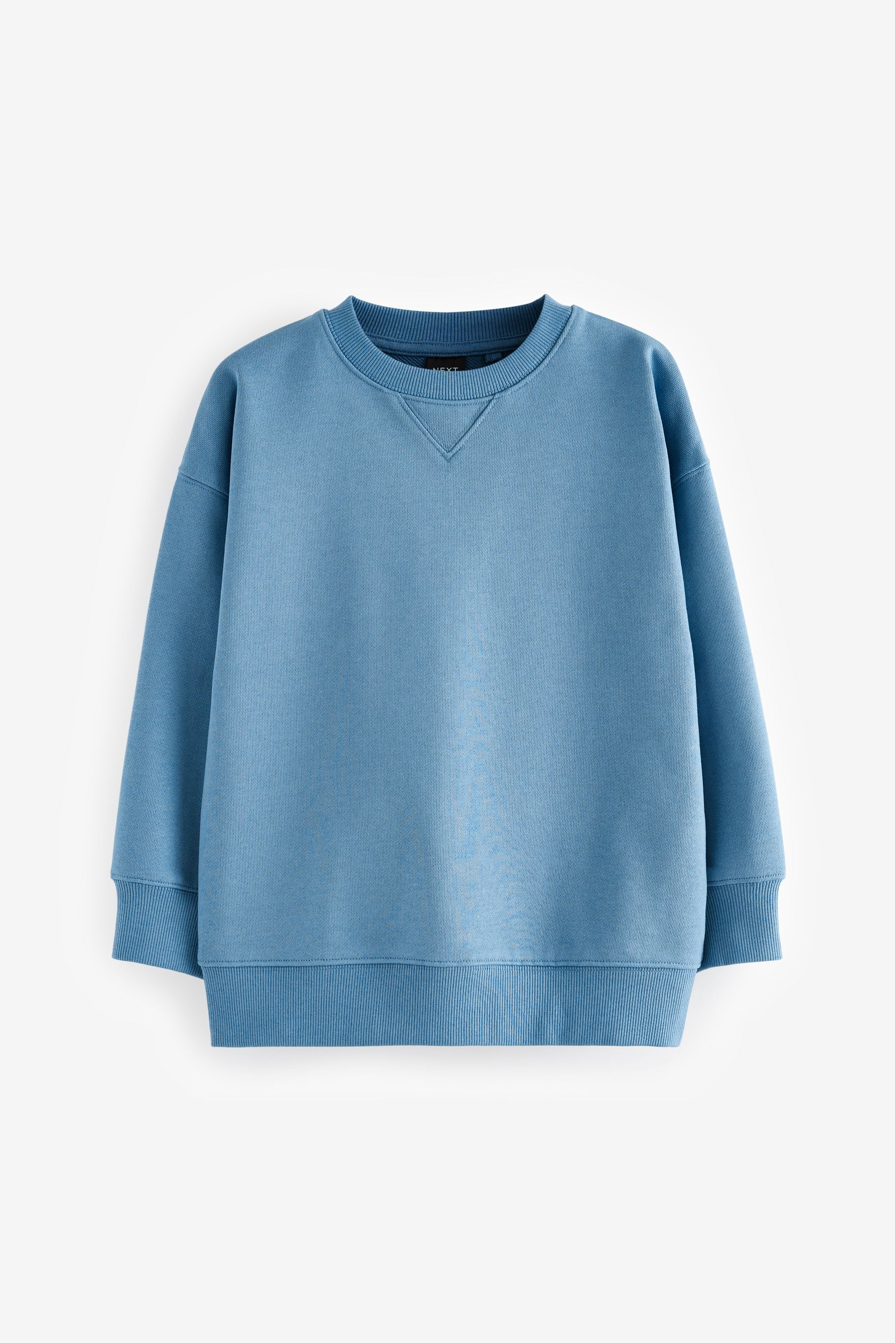 Blue Oversized Plain Crew Neck 100% Cotton Sweatshirt (3-16yrs)