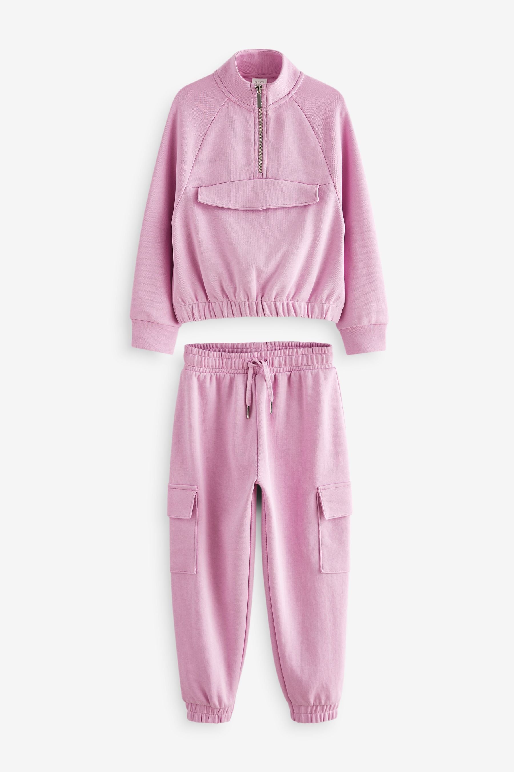 Pink Zip Crew And Cargo Joggers Set (3-16yrs)