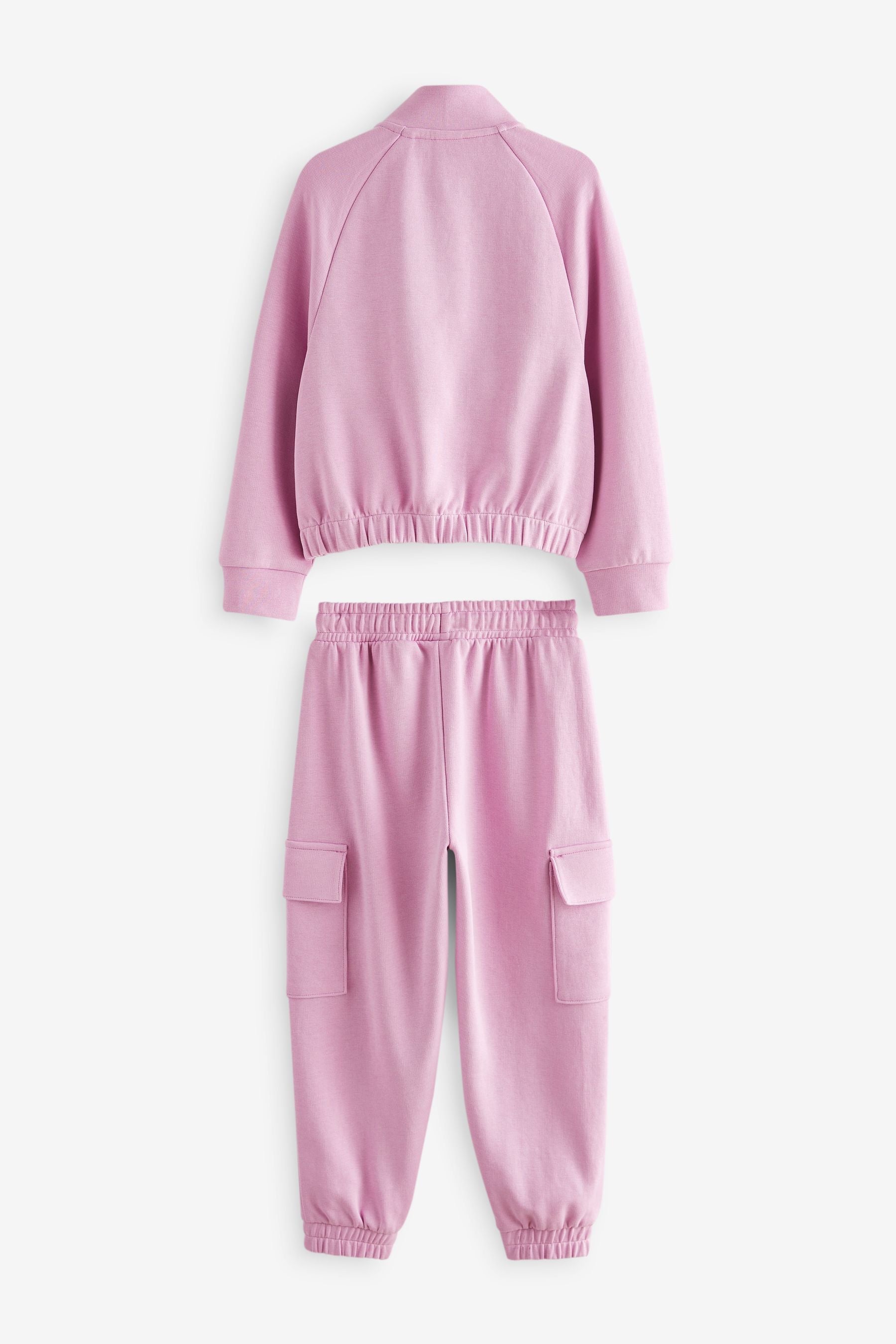 Pink Zip Crew And Cargo Joggers Set (3-16yrs)