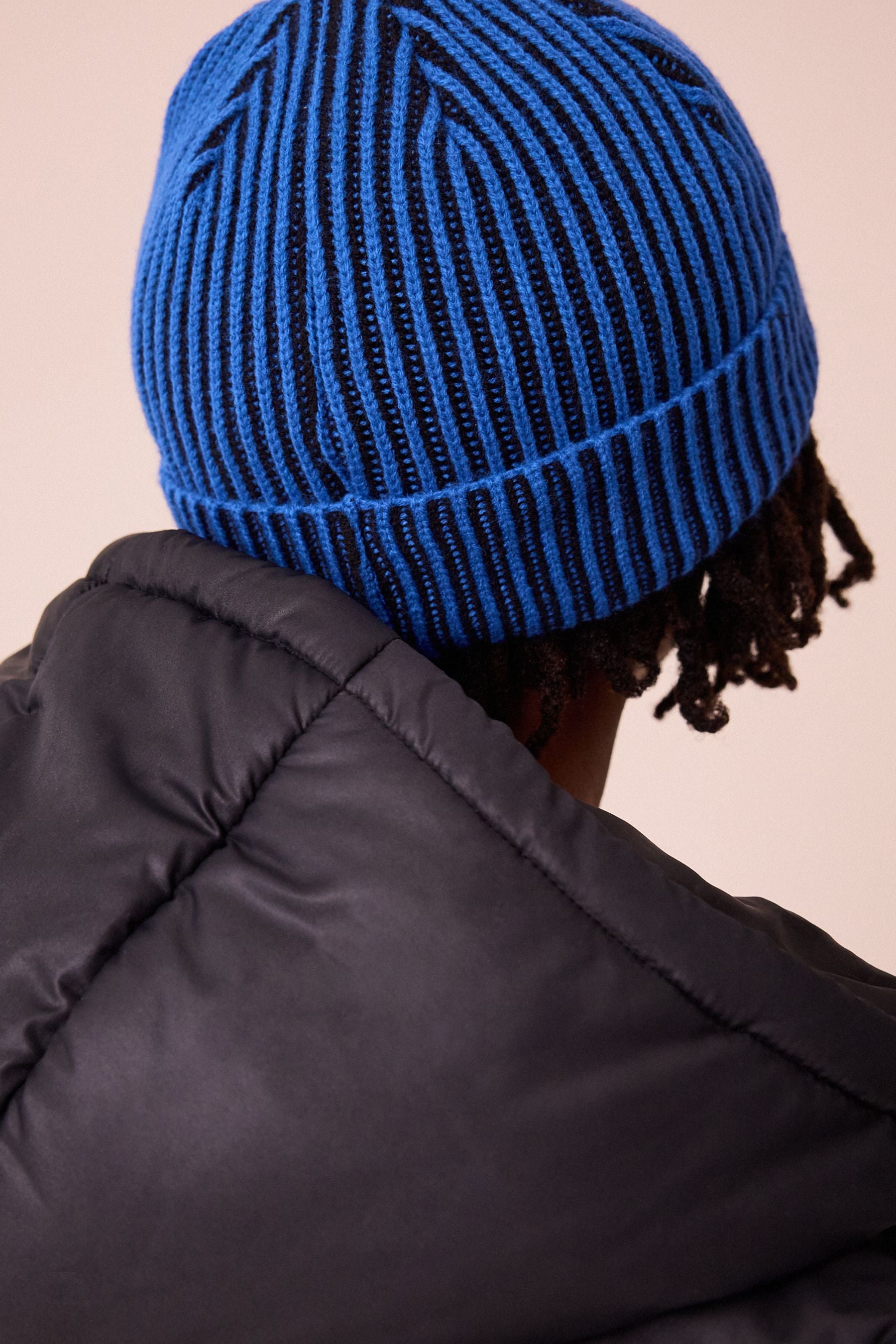 Cobalt Blue Plated Knitted Beanie Hat (1-16yrs)