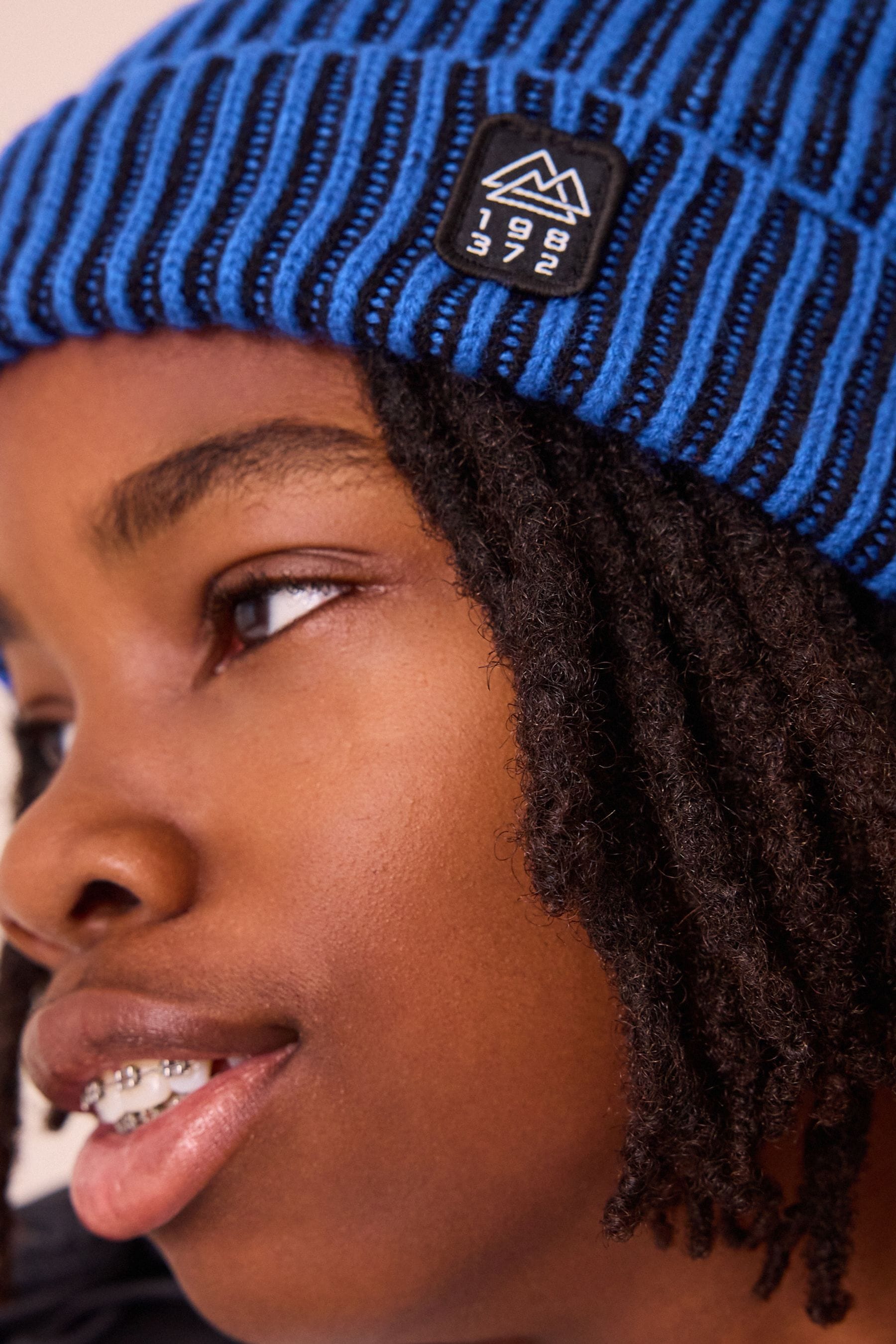 Cobalt Blue Plated Knitted Beanie Hat (1-16yrs)