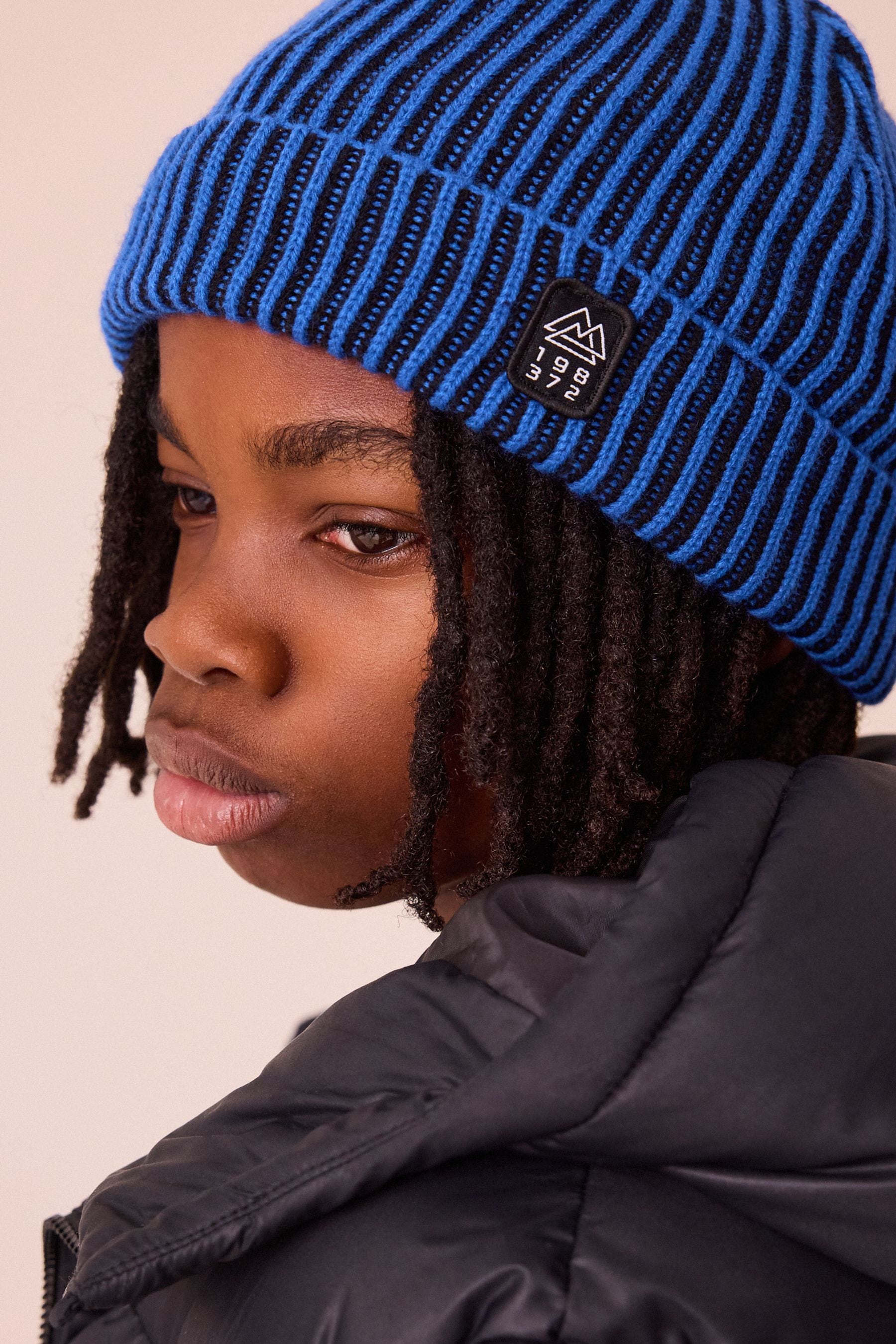 Cobalt Blue Plated Knitted Beanie Hat (1-16yrs)