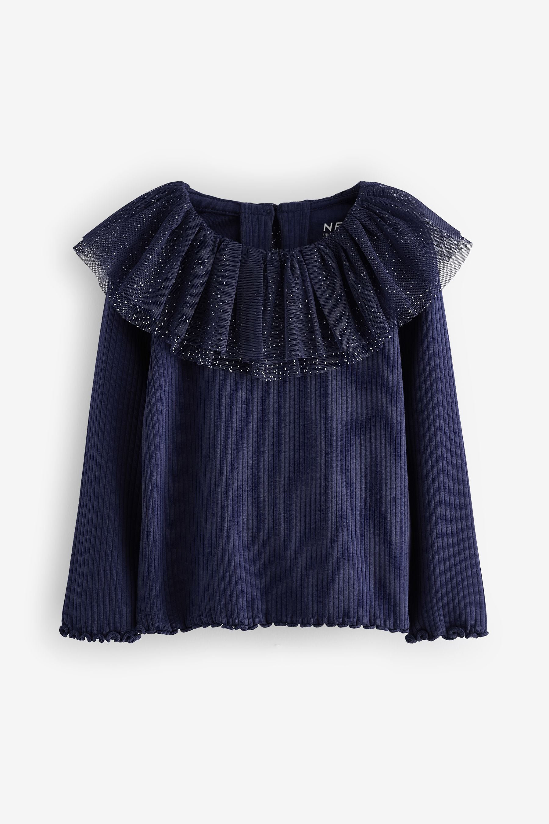 Navy Sparkle Collar Top (3mths-7yrs)