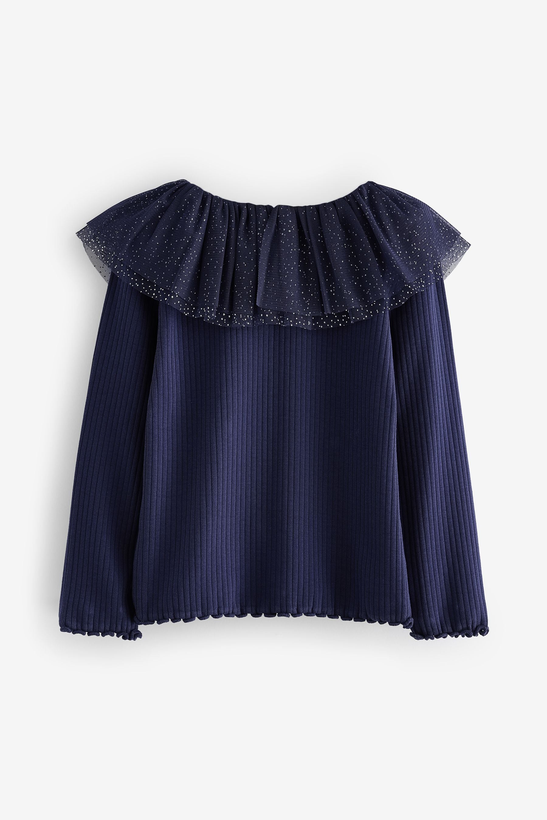 Navy Sparkle Collar Top (3mths-7yrs)