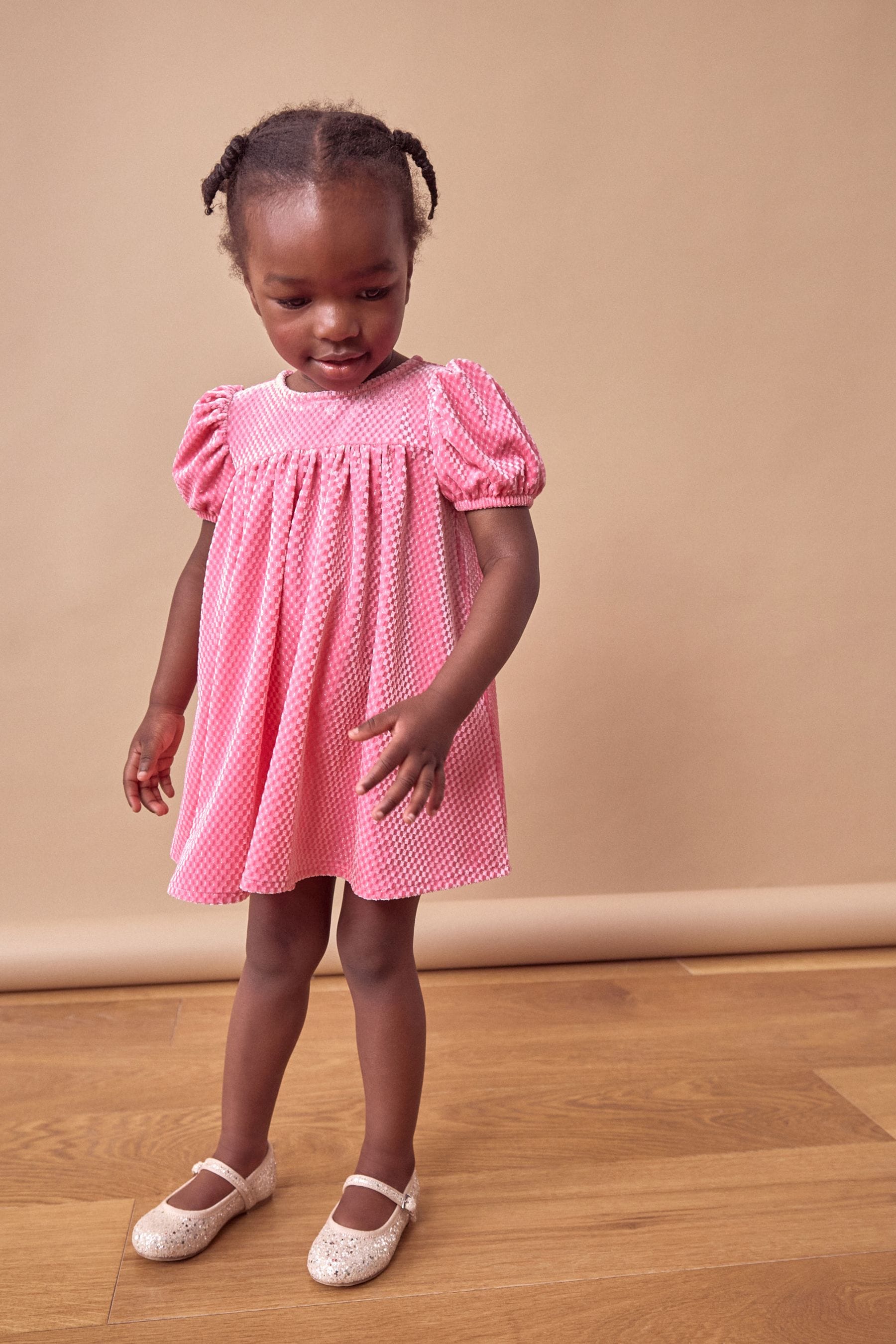 Pink Textured Velvet Party Dress (3mths-10yrs)