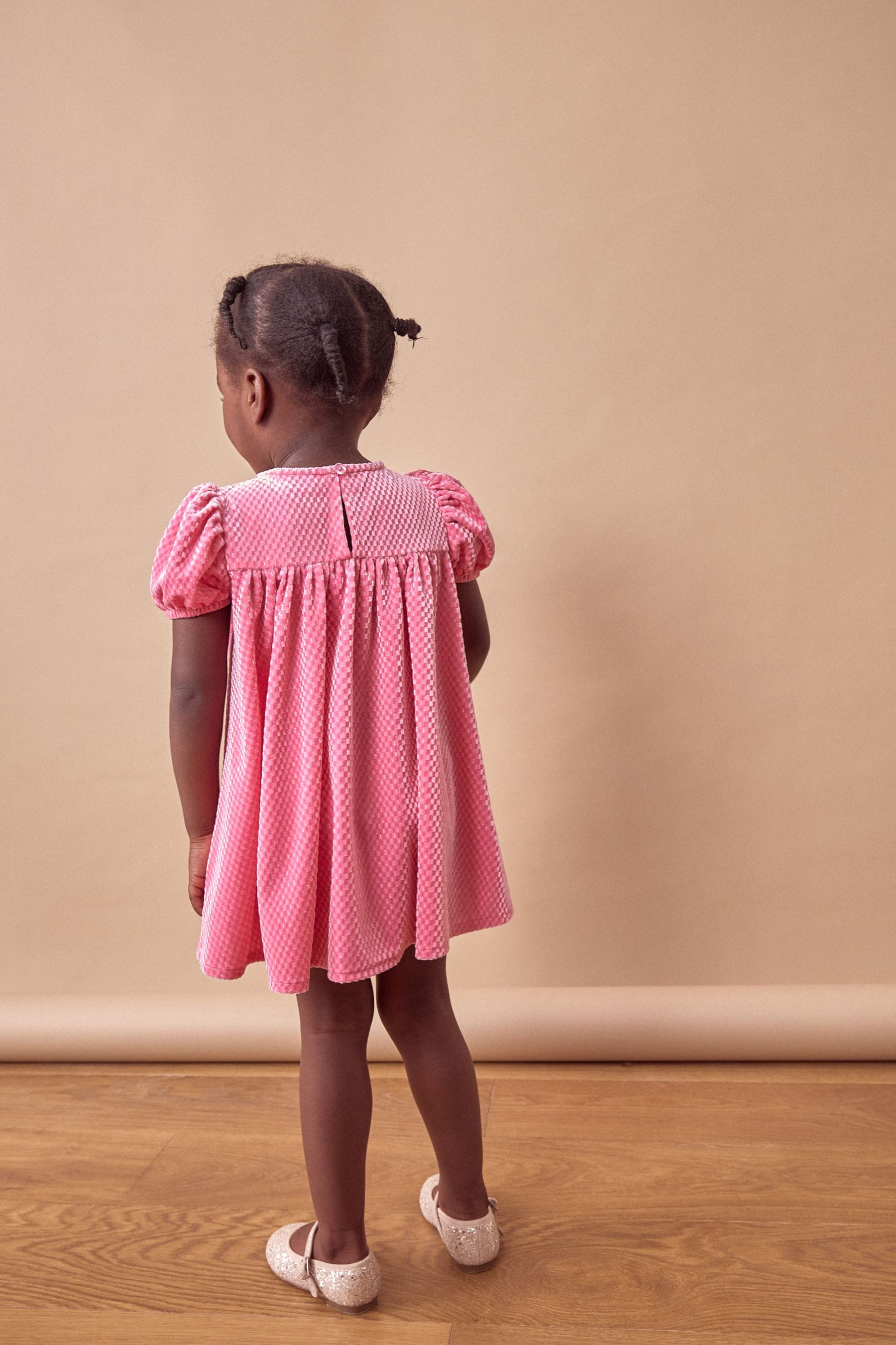 Pink Textured Velvet Party Dress (3mths-10yrs)