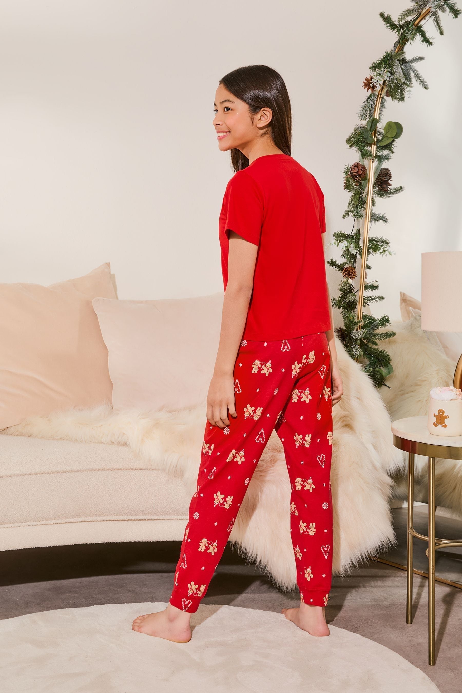 Lipsy Red Christmas Shorts Sleeve Jersey Pyjamas (From 3-16yrs)