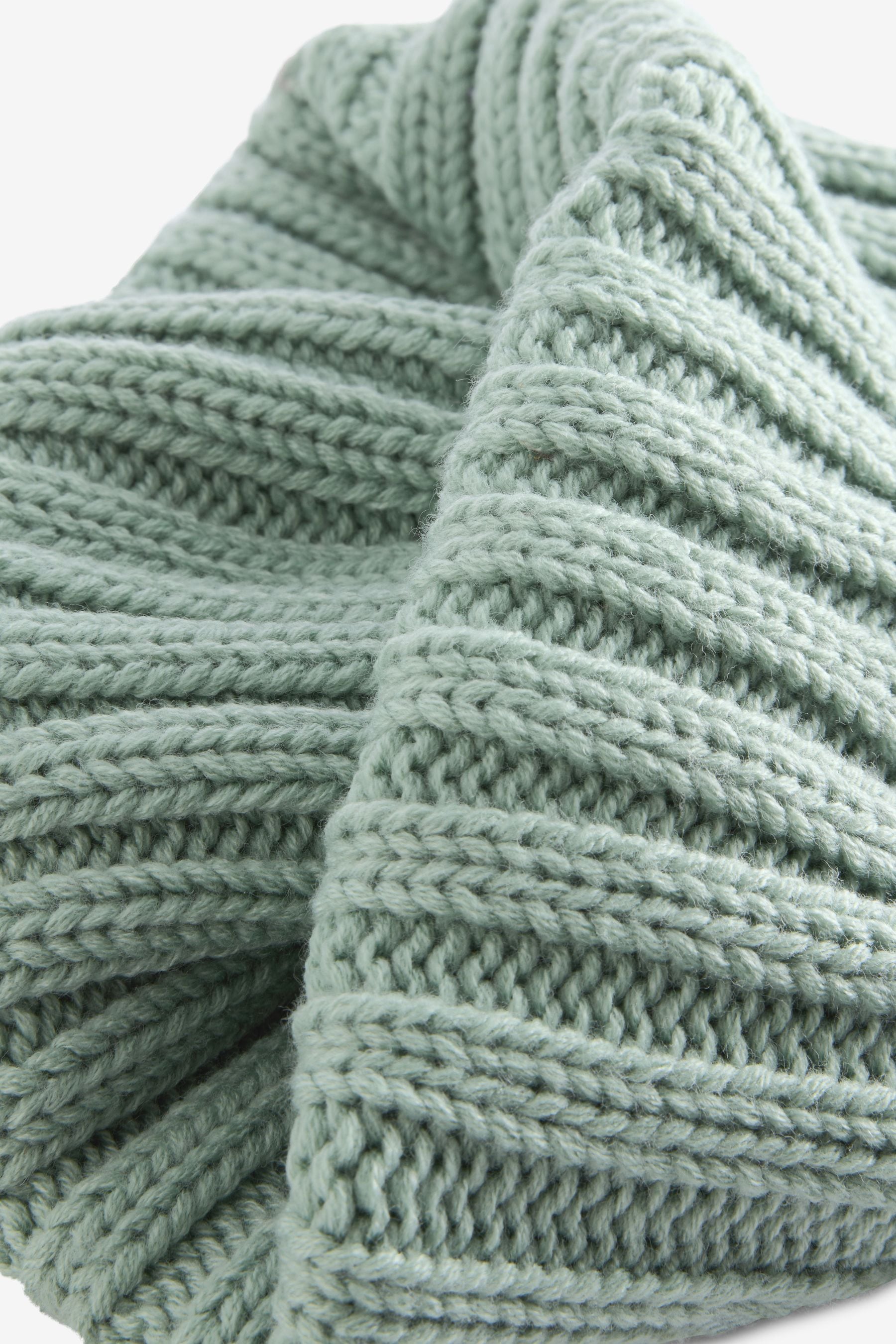 Sage Green Ribbed Knitted Snood (1-16yrs)