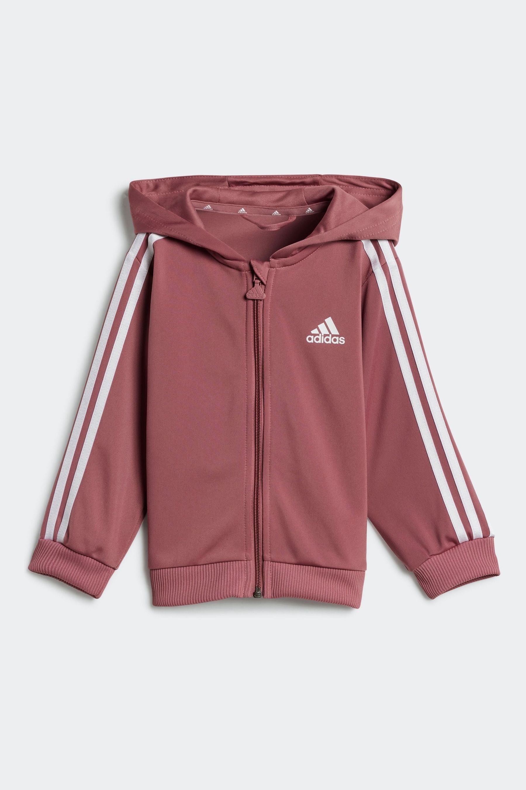 adidas Pink Essentials Shiny Hooded Tracksuit