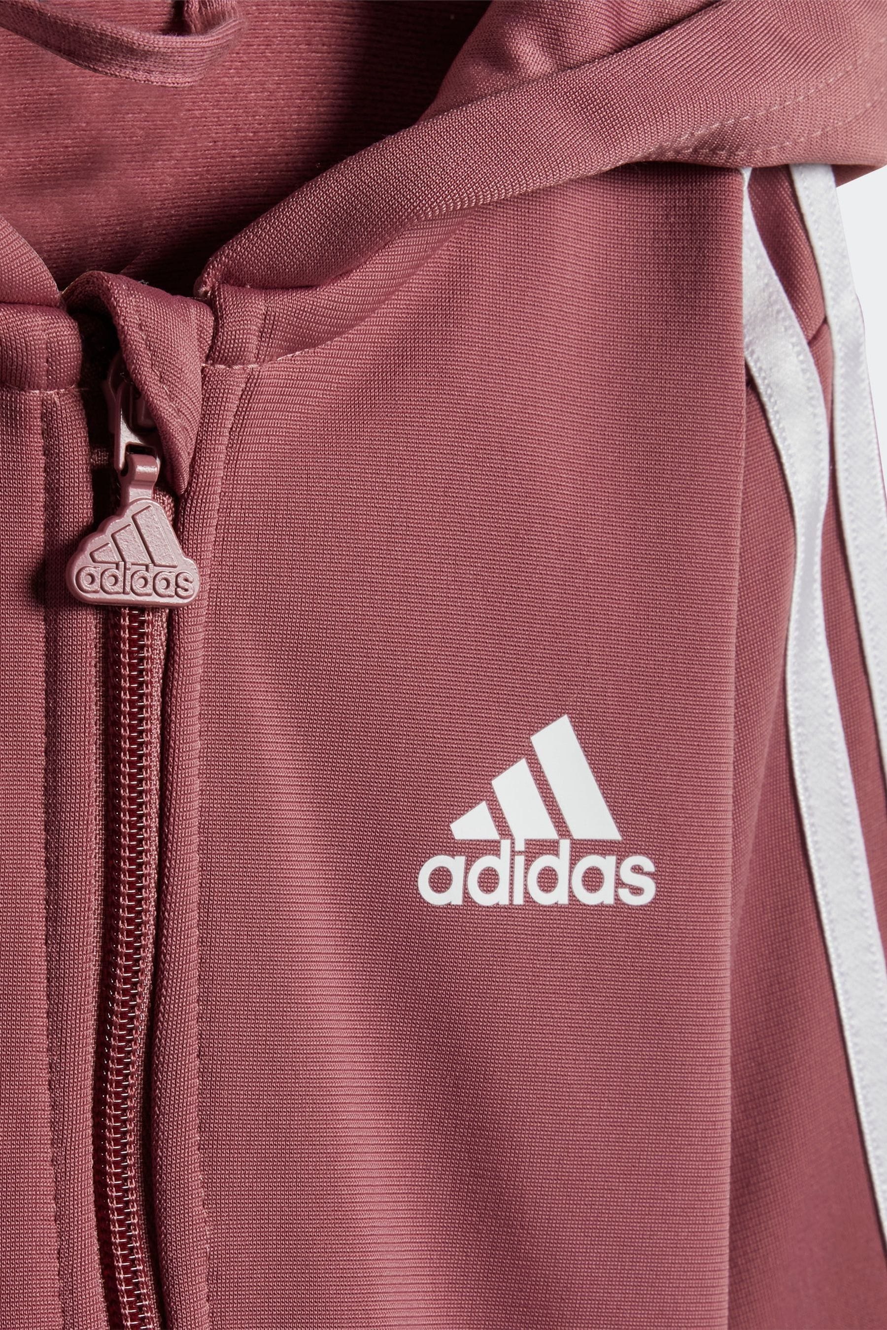 adidas Pink Essentials Shiny Hooded Tracksuit