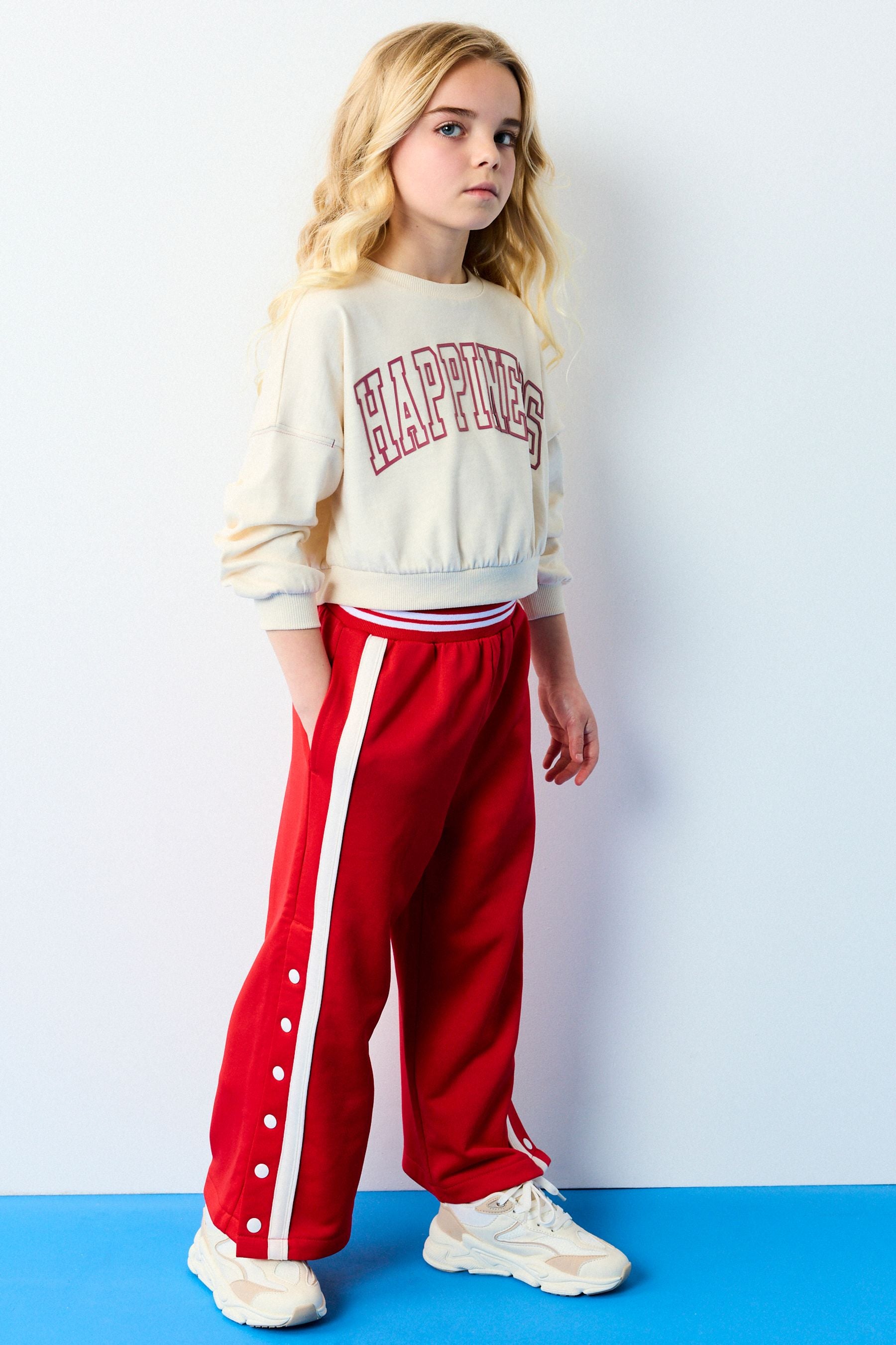 Red Wide Leg Popper Joggers (3-16yrs)